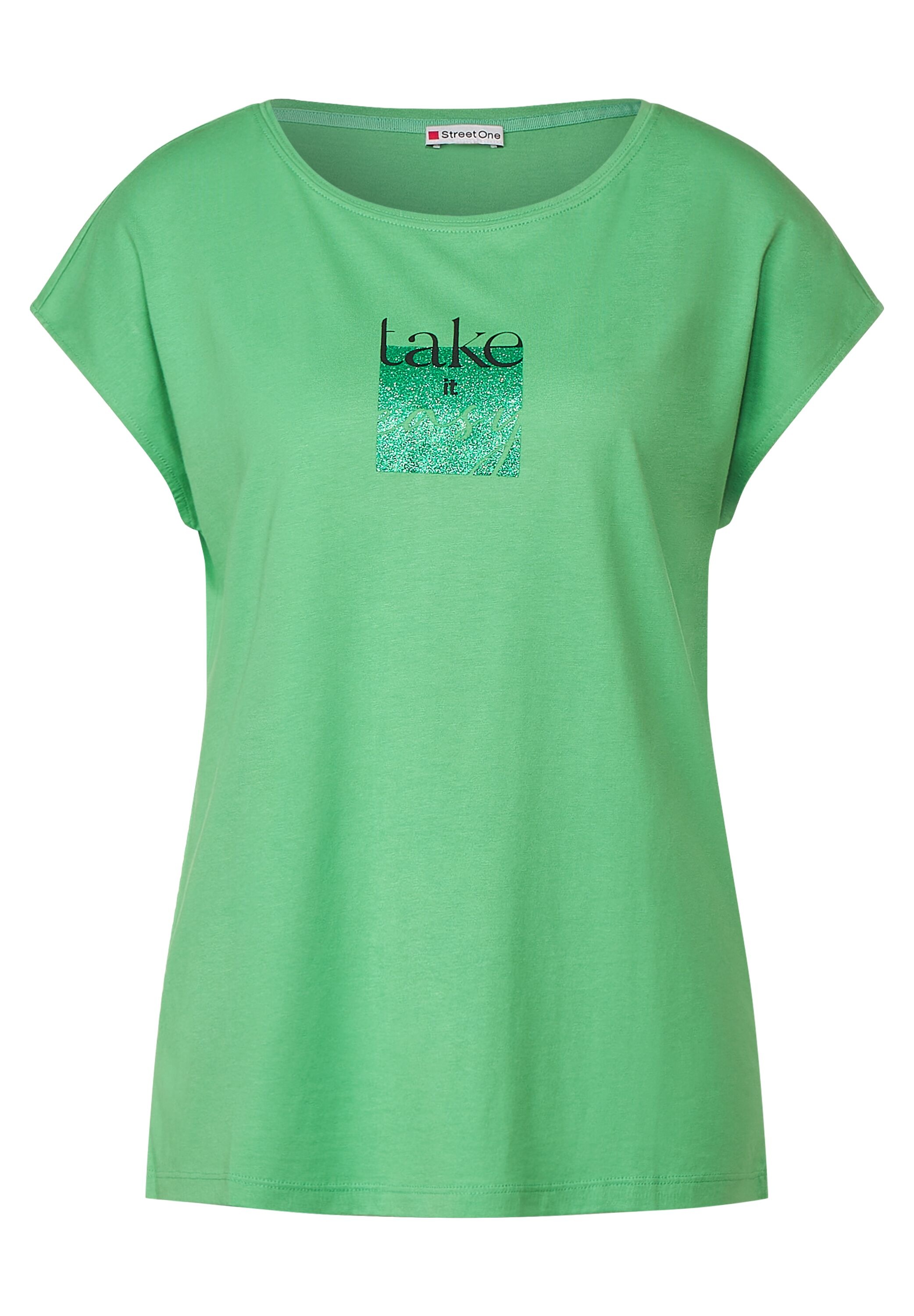 | bestellen BAUR T-Shirt, mit Glitzer-Wording-Print STREET ONE
