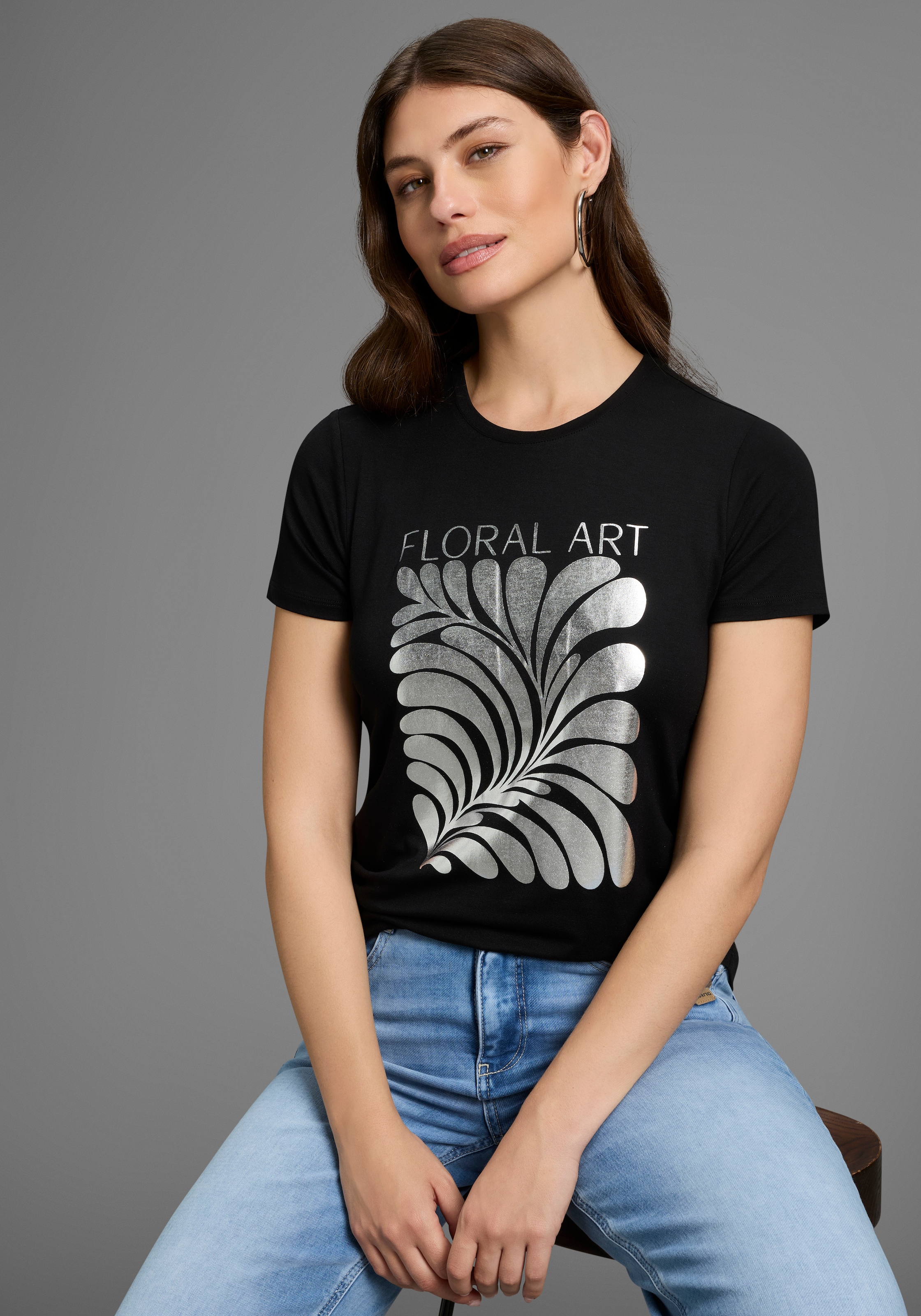 Laura Scott T-Shirt mit Folien-Print günstig online kaufen