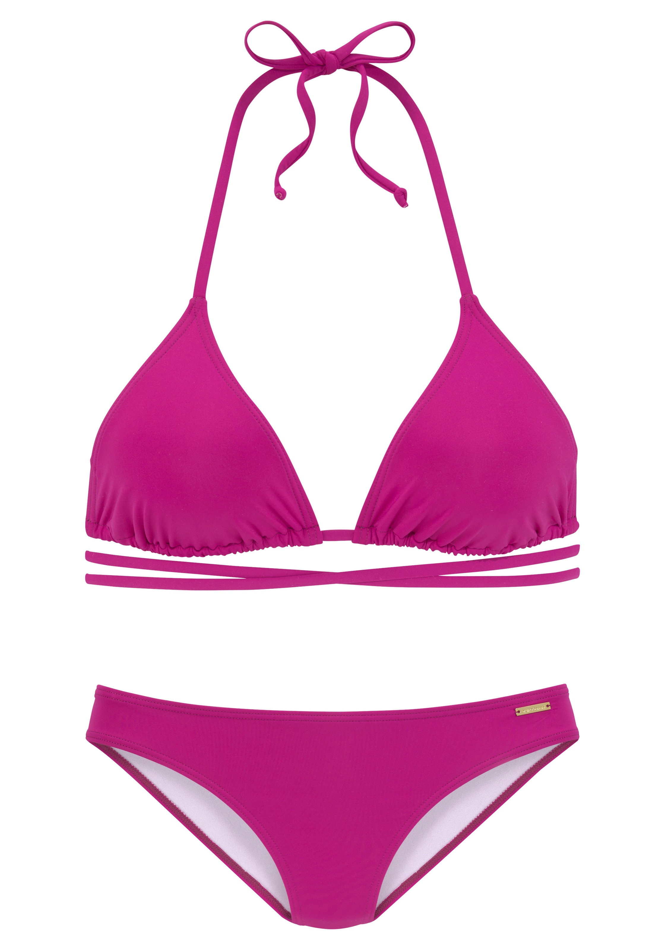 Bruno Banani Triangel-Bikini, unifarben mit langem Bindeband
