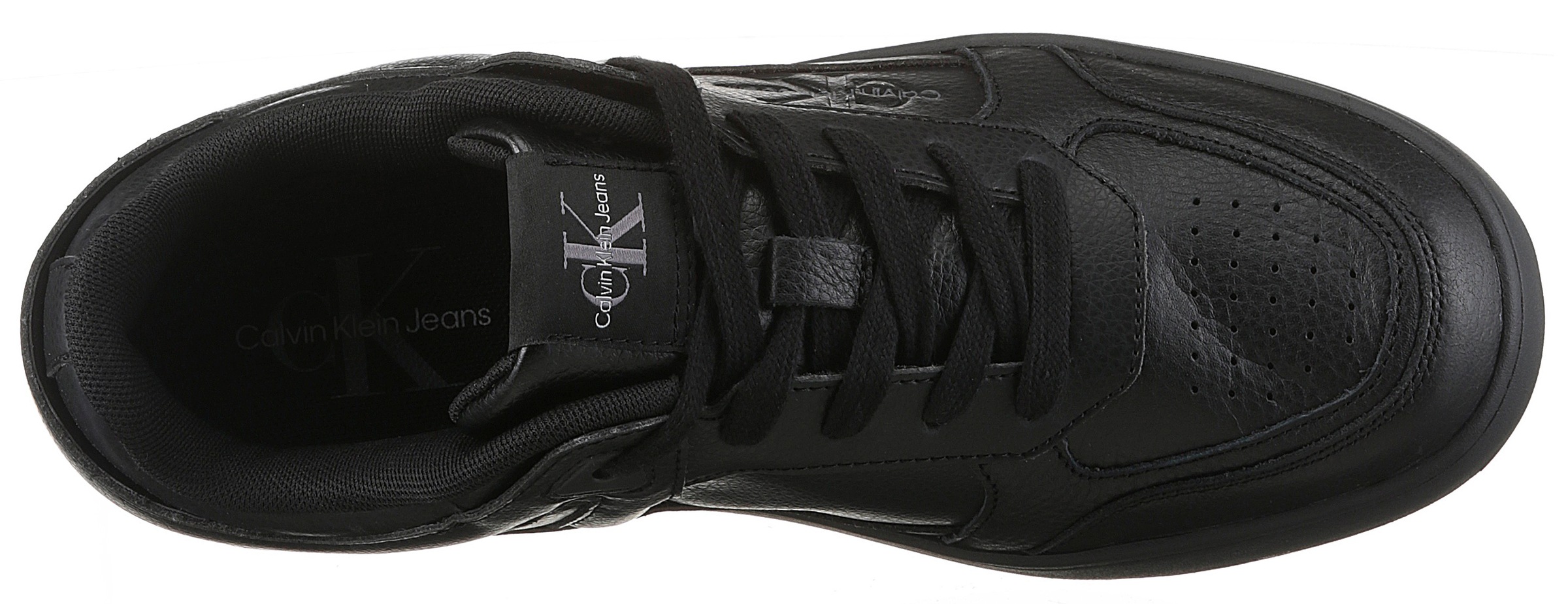 Calvin Klein Jeans Sneaker »BASKET CUP LOW LACEUP TUMBLED«, Schnürschuh, Freizeitschuh, Basket-Halbschuh mit seitlichem Logo