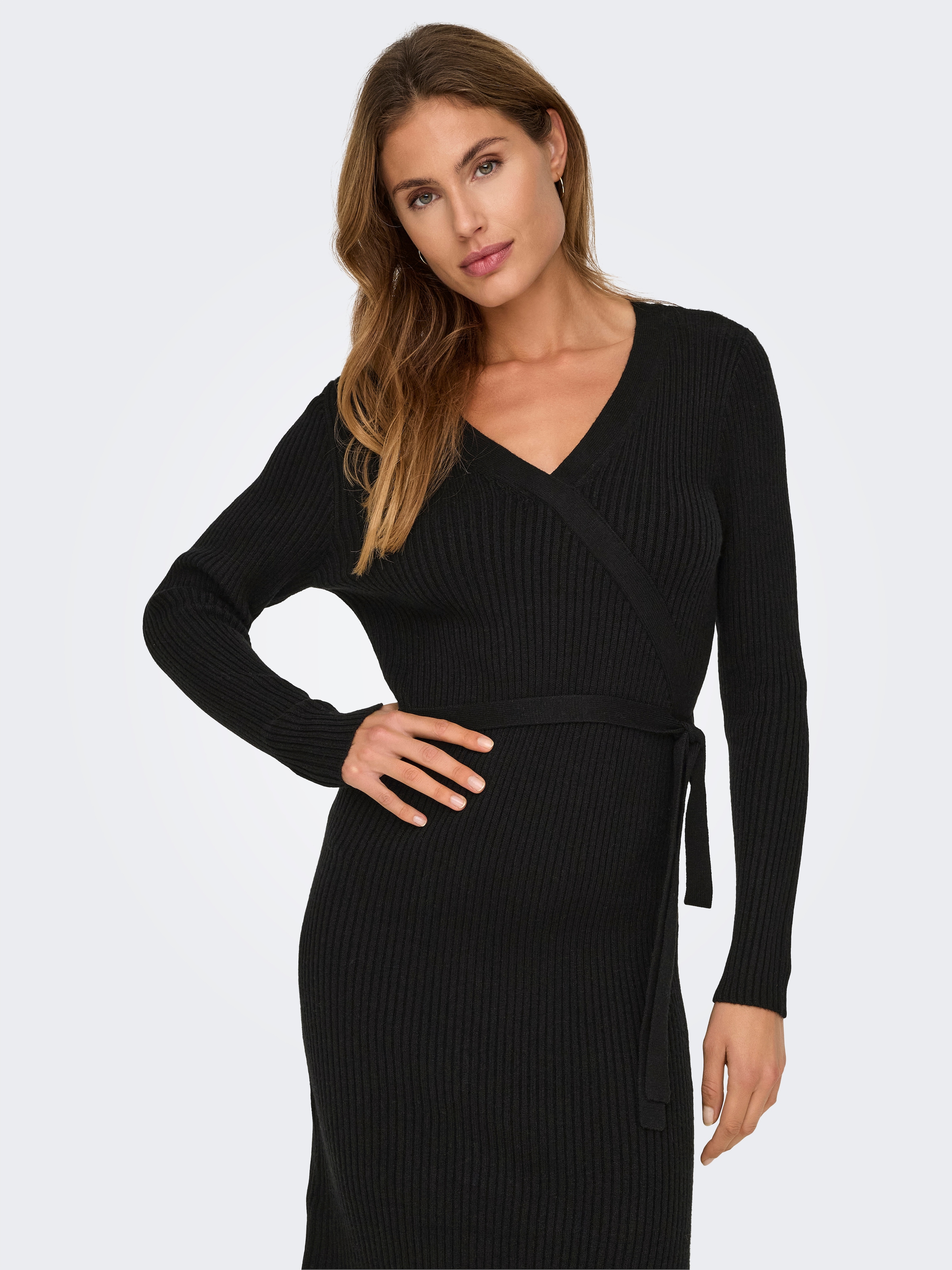 ONLY Strickkleid "ONLVENLO L/S RIB WRAP DRESS RP KNT" günstig online kaufen