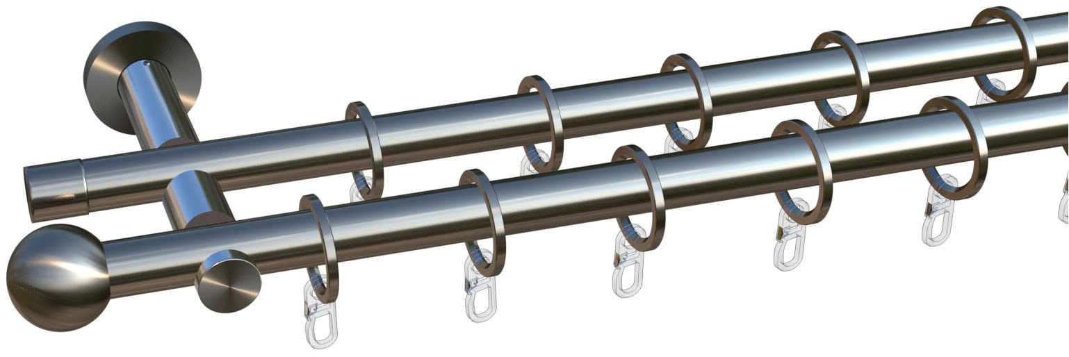 indeko Gardinenstange "Formentor" Ø 16 mm 2 läufig-läufig Fixmaß Komplett-S günstig online kaufen