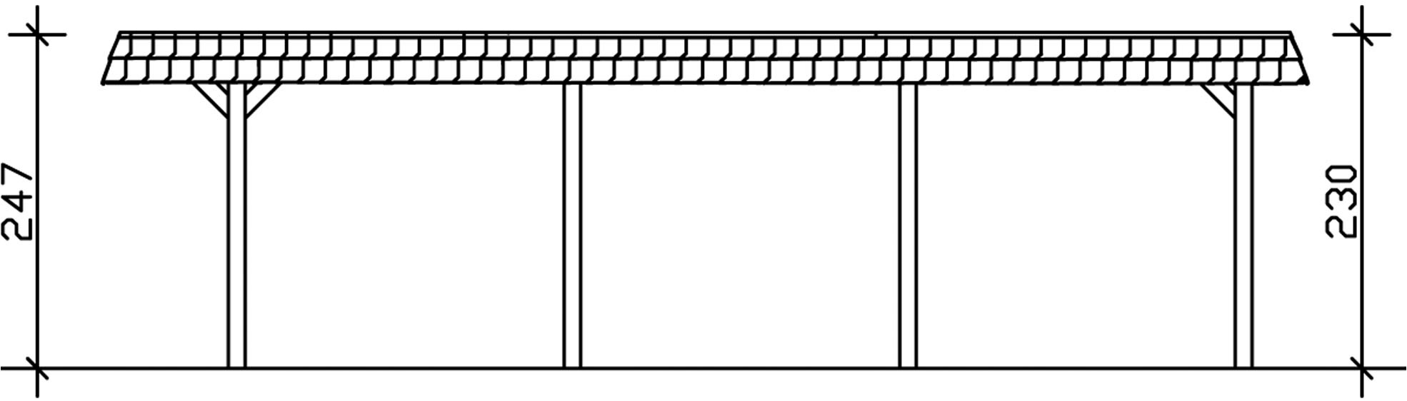 Skanholz Einzelcarport »Wendland«, Leimholz-Fichte, 341 cm, Eiche hell, mit Aluminiumdach, rote Blende