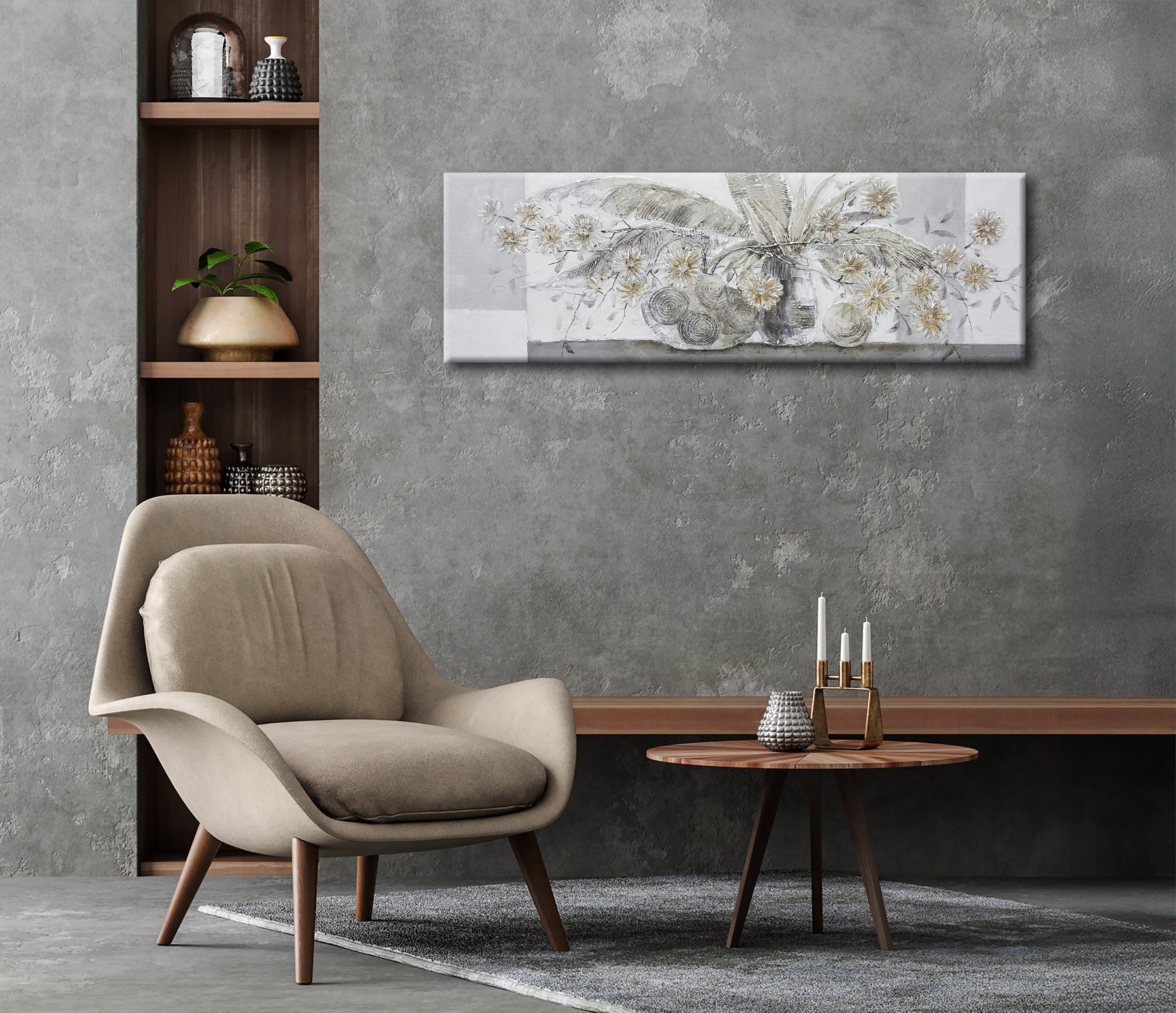 Bönninghoff Ölgemälde »handarbeit BLUMENVASE 40x120 cm – Wandbild Kunst Deko modern«