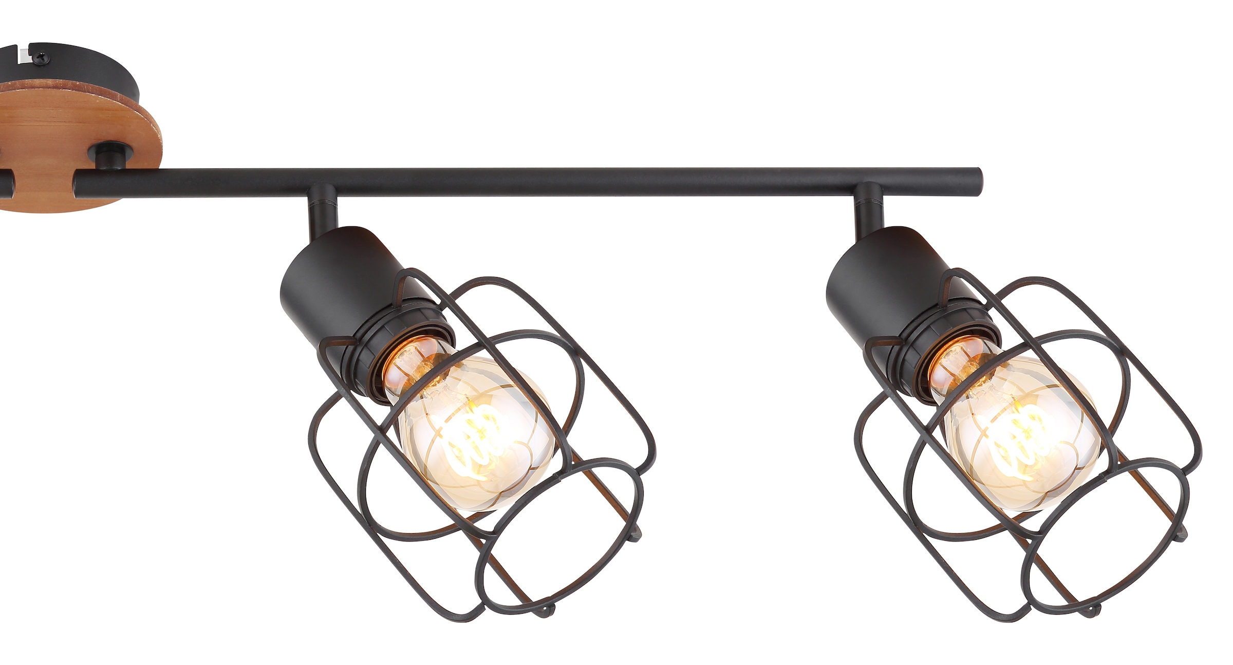 GLOBO LIGHTING Deckenstrahler »WILLA«, Leuchtmittel E27 | ohne Leuchtmittel, Deckenspot/Holz/schwarz/beweglich/Flur/Wohnzimmer/Schlafzimmer