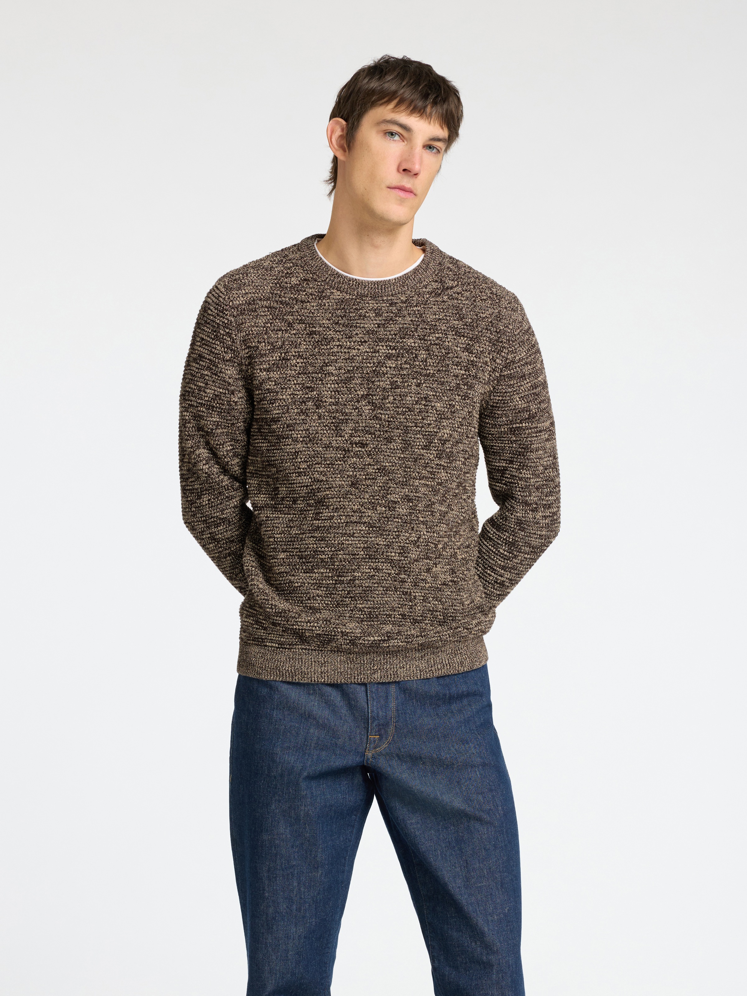 SELECTED HOMME Rundhalspullover SLHVINCE LS KNIT BUBBLE CREW NECK NOOS günstig online kaufen