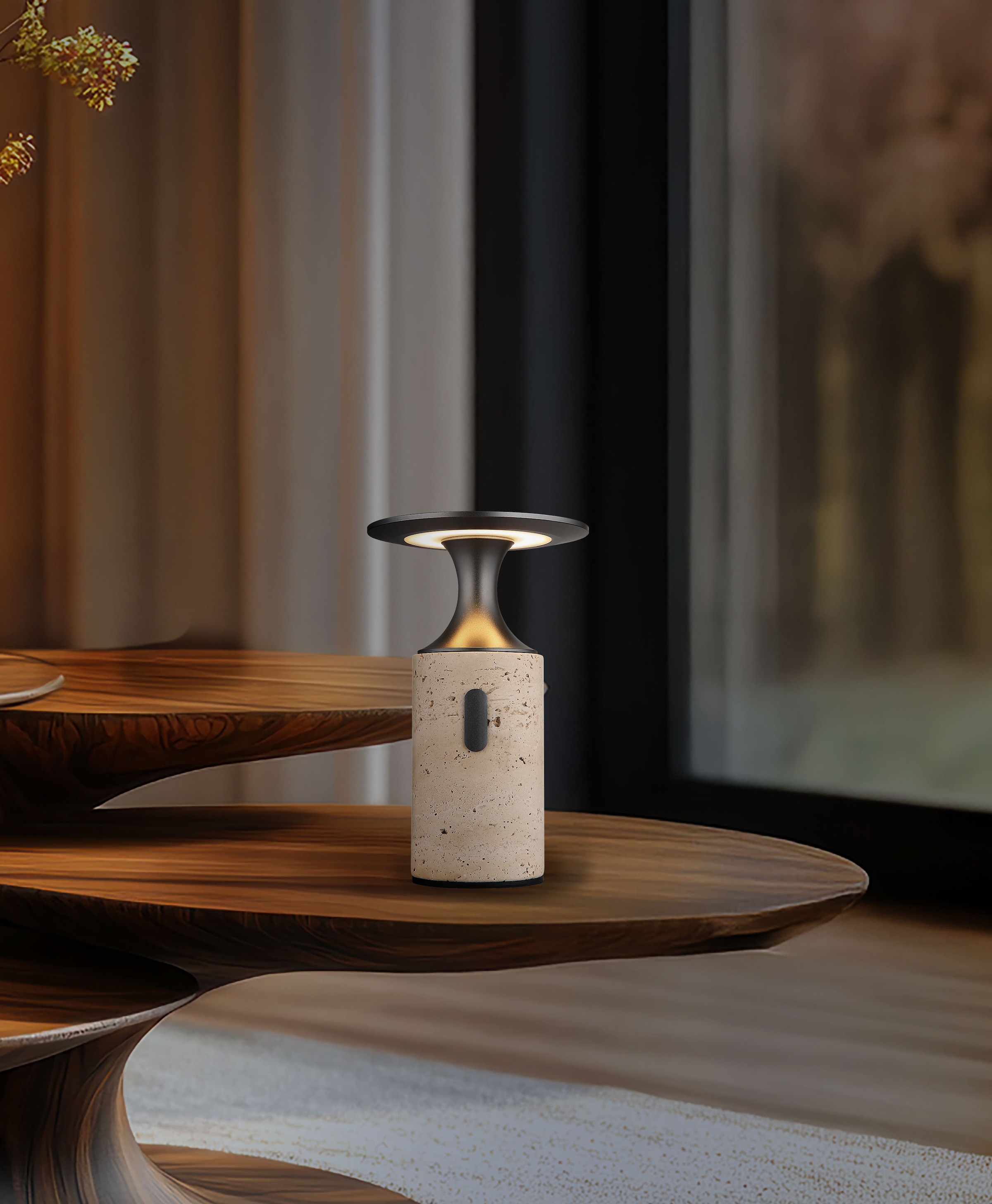 GLOBO LIGHTING LED Tischleuchte »TRAVERTIN« LED-Modul 1 Stk. Warmweiß Travertinstein Sockel