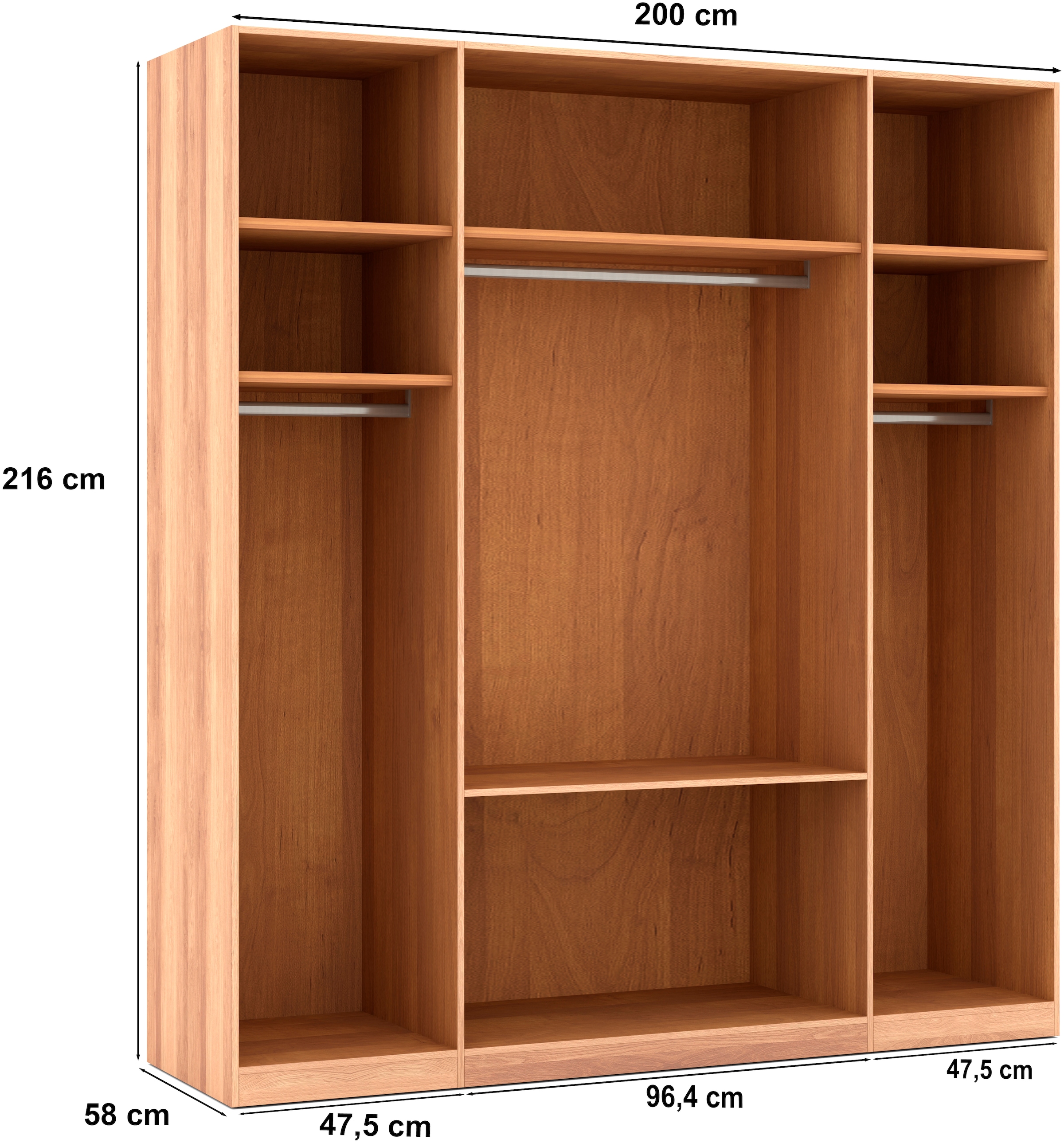 Musterring Drehtürenschrank »Sorrent, Kleiderschrank, teilmassiv Eiche« mit Türdämpfern, mit Schubladen, extra Böden, MADE IN GERMANY,  Türen in Eiche massiv und als Parsol-Bronze-Spiegel, mit Schubkästen