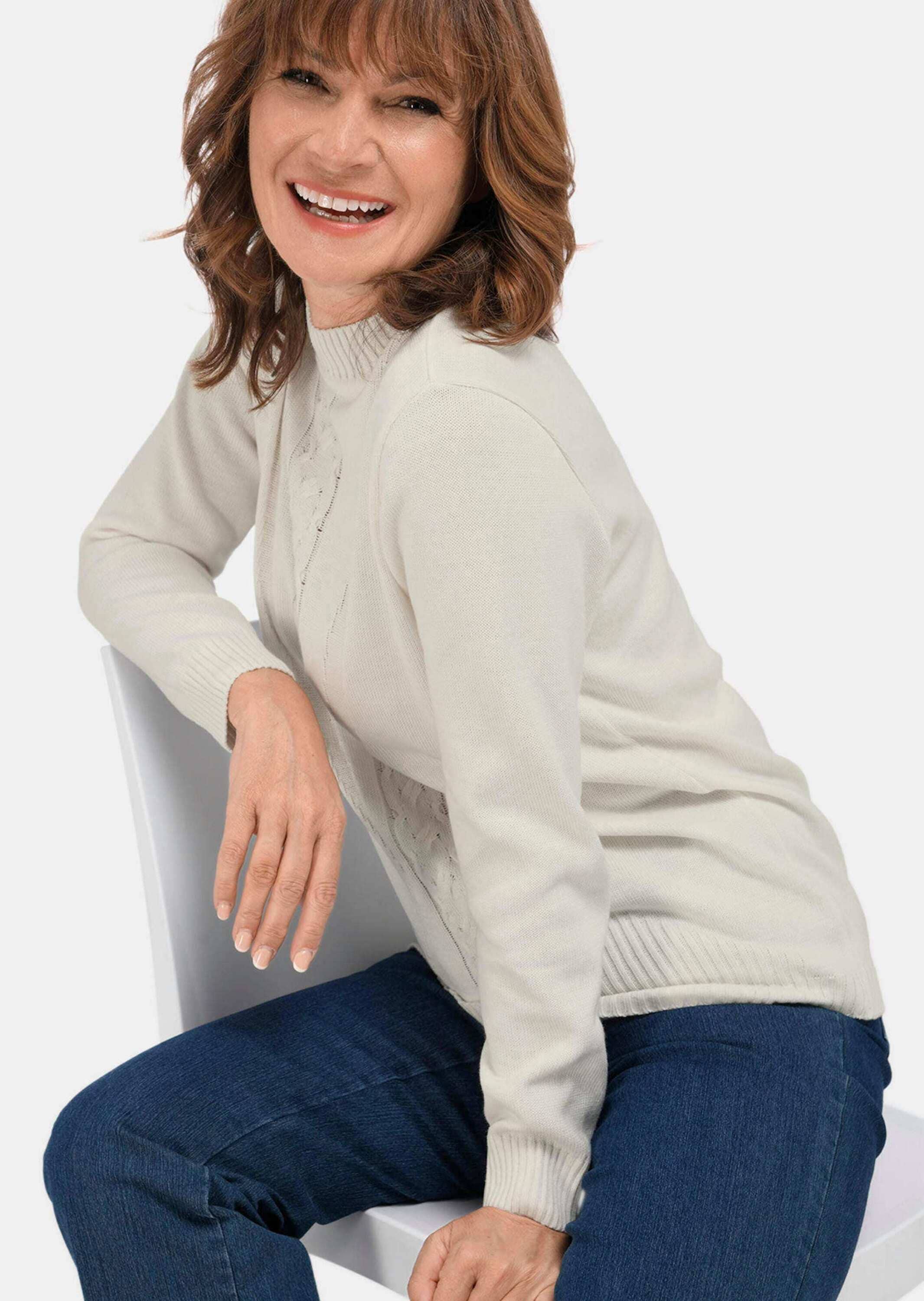 GOLDNER Rundhalspullover »Pullover mit streckendem Zopfmuster«