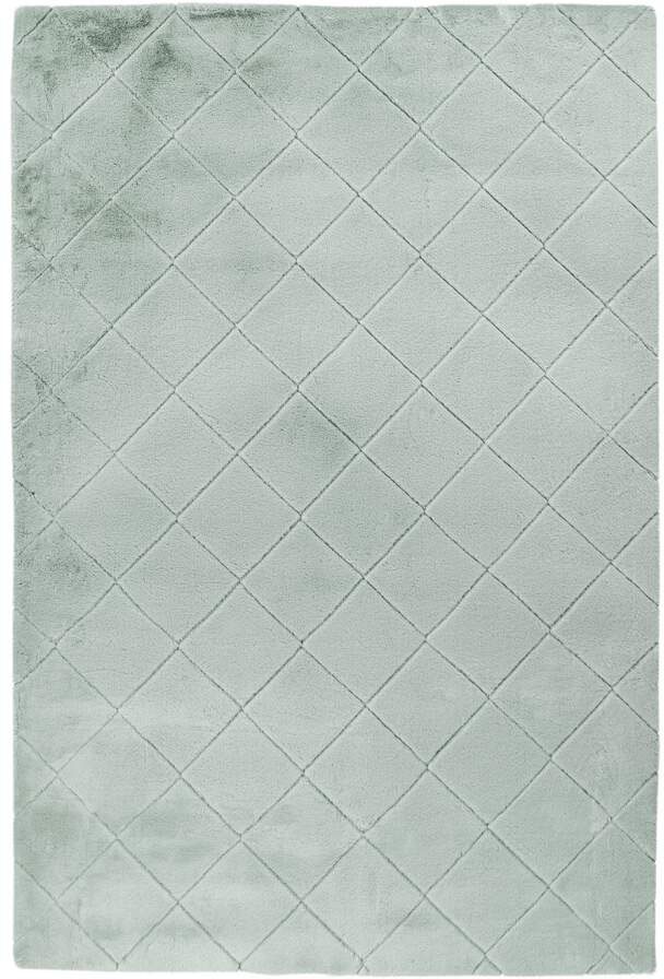 Carpet City Hochflor-Teppich »Moment«, rechteckig, 31 mm Höhe, besonders weich, Kaninchen Fell Haptik, 3D-Effekt, Rauten, Wohnzimmer