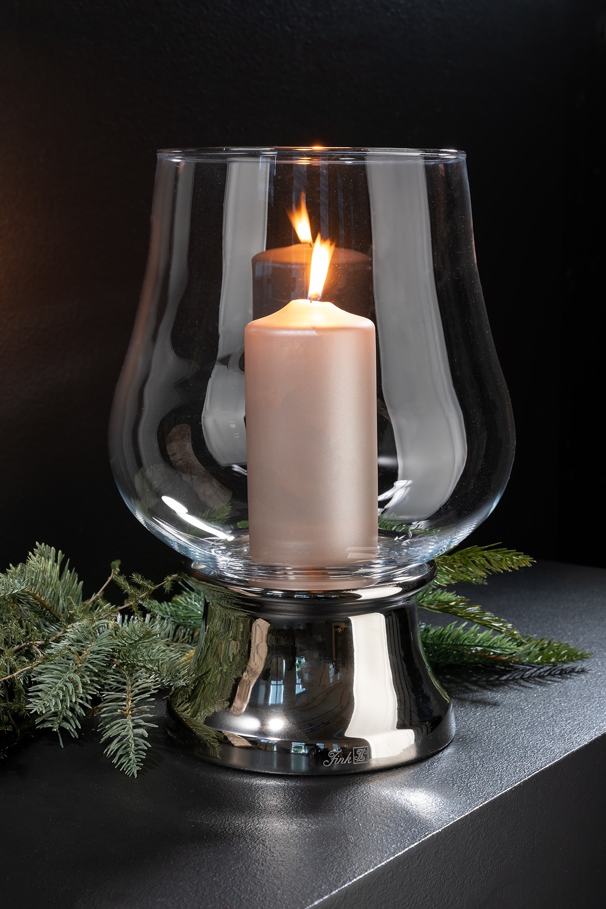 Fink Windlicht »PALINA«, (1 St.), Kerzenhalter mit Glas, vernickelt
