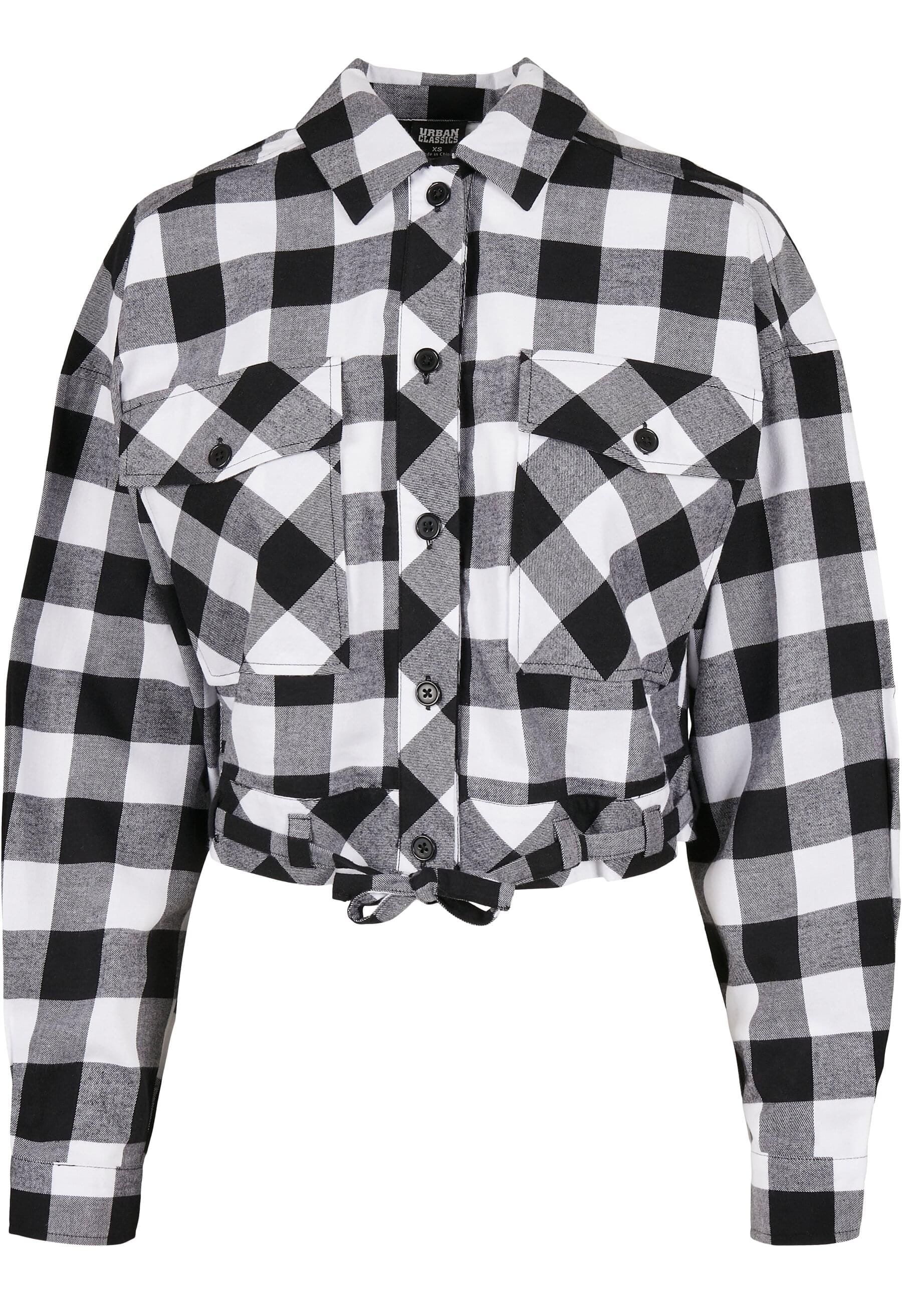 Langarmhemd »Damen Ladies Short Oversized Check Shirt«, (1 tlg.)