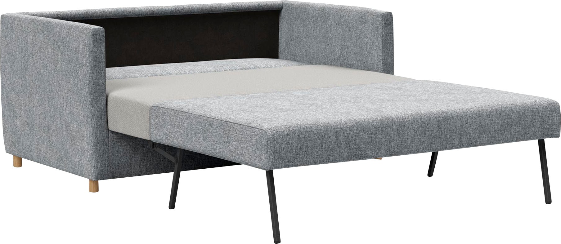 INNOVATION LIVING ™ 3-Sitzer »Olan Schlafsofa, innovativ und modern, kompakte Stellfläche«, leichtgängiger Ausklappmechanismus; schmale Armlehnen, Eichenfüße
