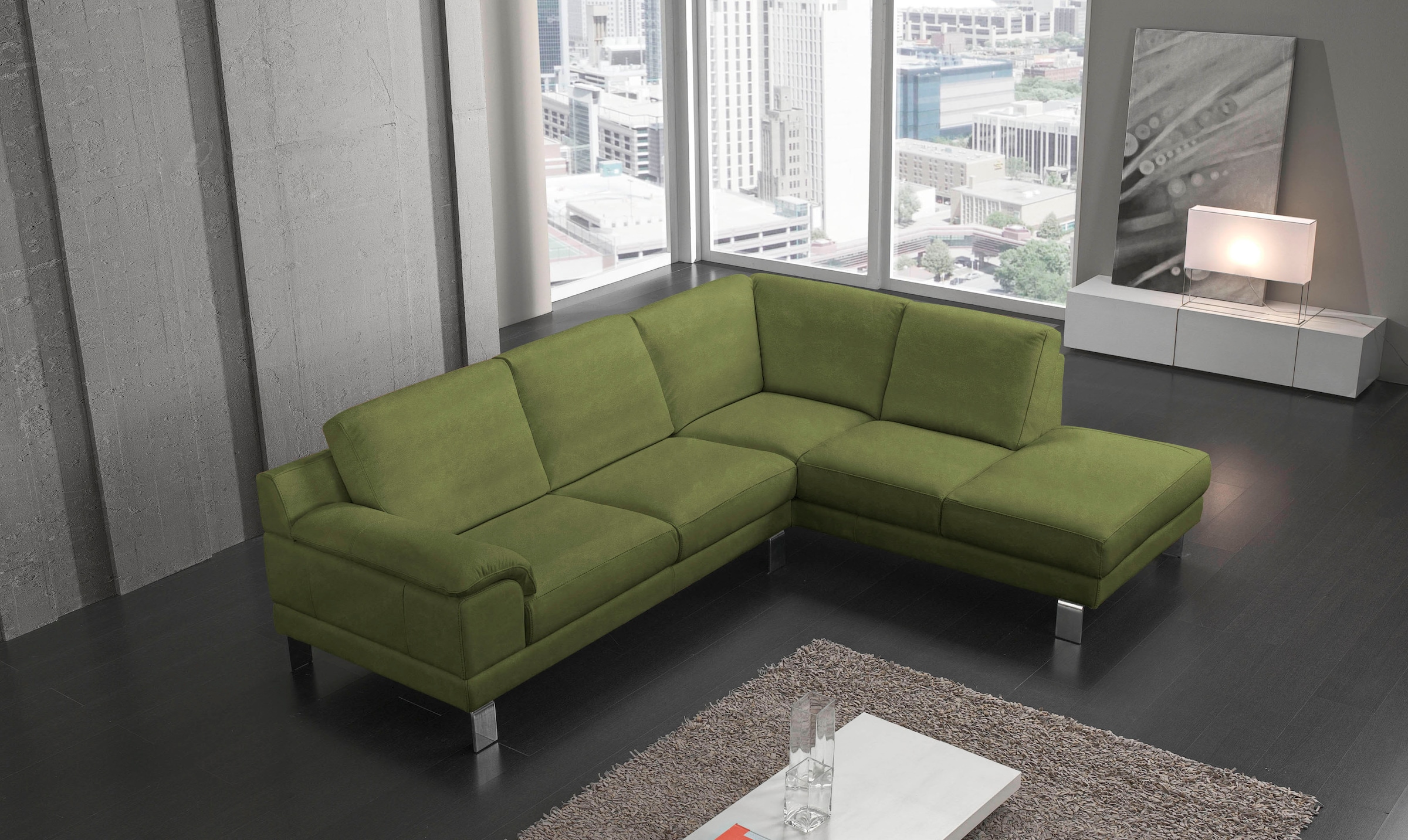 Egoitaliano Ecksofa "Shakira, Design und Sitzkomfort auf hohem Niveau, tolle Details" mit Ottomane, L-Form, elegante Metallfüße