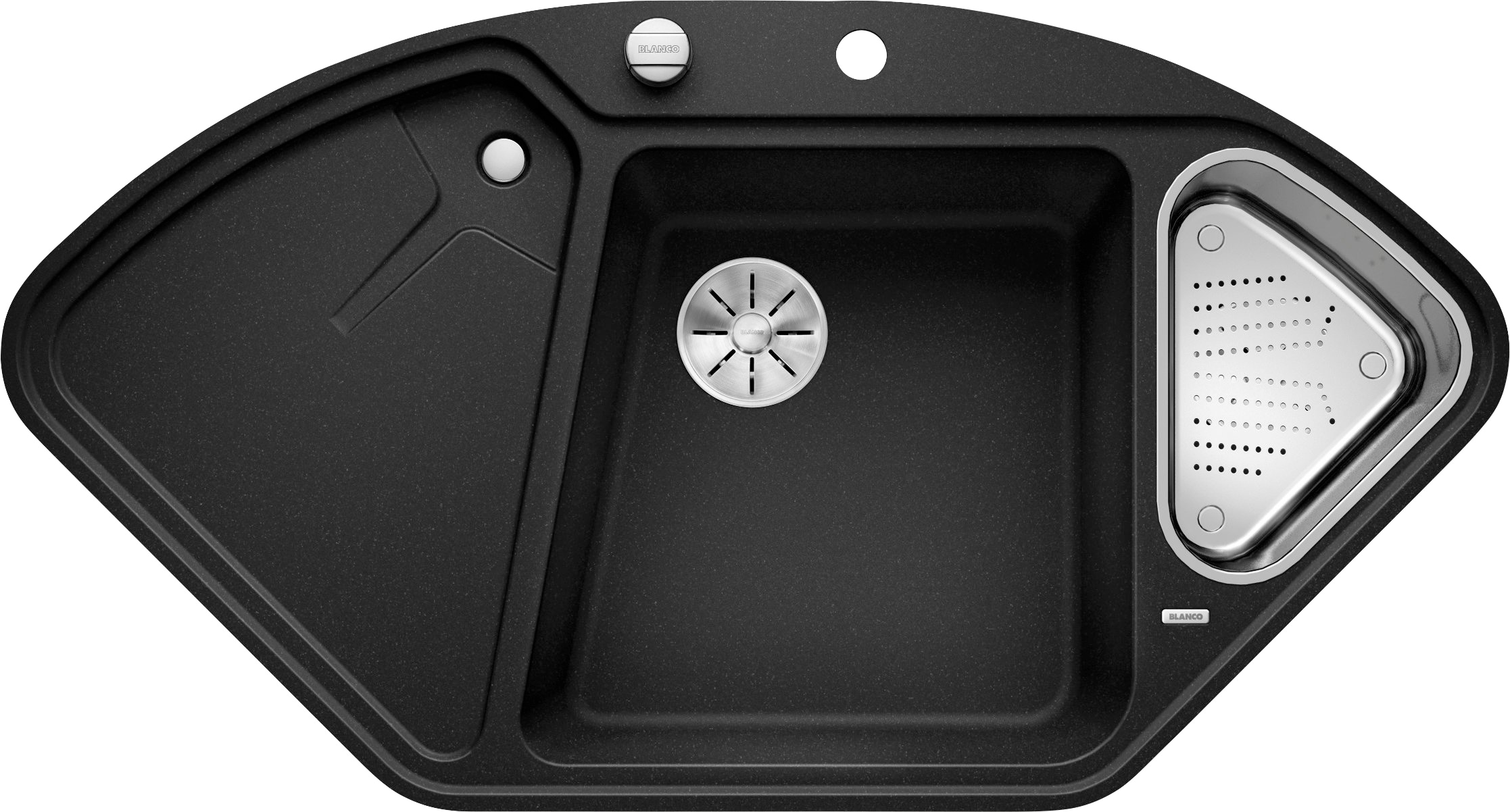 Granitspüle BLANCO, B:104cm H:18cm T:56cm, grau, Verbundwerkstoff, Küchenspülen, "BLANCODELTA II-F", erhältlich in mehreren Farben, inkl