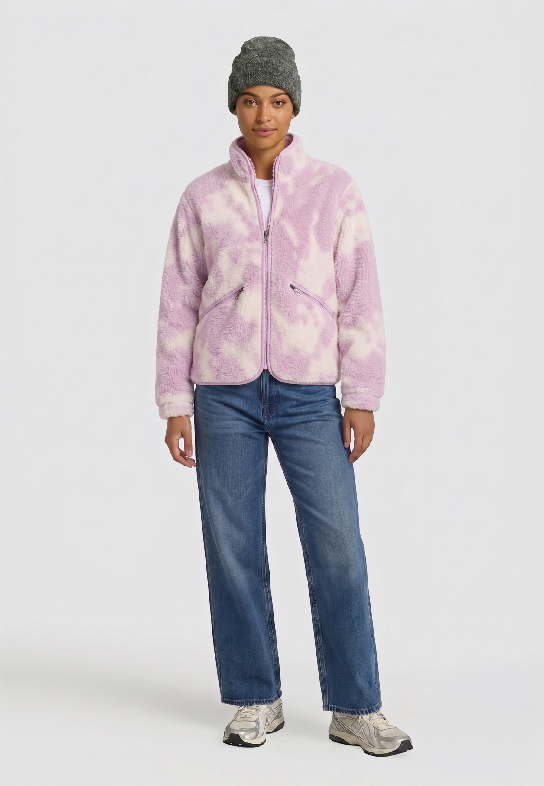 URBAN CLASSICS Fleecejacke »Urban Classics Ladies Printed Sherpa Jacket« 1 Stk. tlg. ohne Kapuze