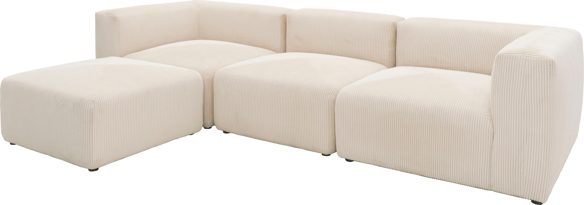 RAUM.ID Ecksofa »Gerrid L-Form«, Cord-Bezug, Modulsofa, bestehend aus Eck- und Mittelelement + Hocker