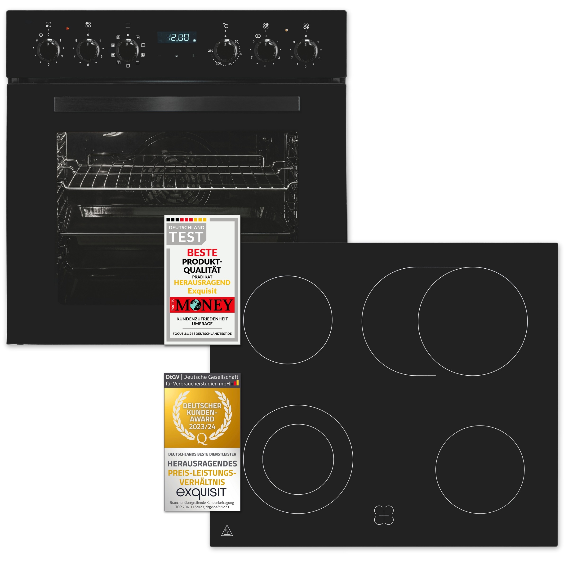 exquisit Elektro-Herd-Set "EHE285-HBZ-020" mit Teleskopauszug nachrüstbar P günstig online kaufen