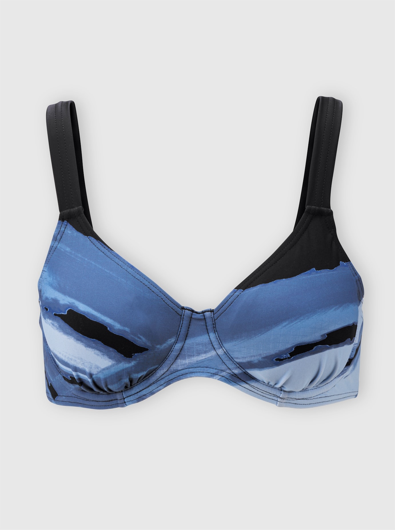 Bügel-Bikini FEEL GOOD, Damen, Gr. 38, Cup C, blau (schwarz, jeansblau), Elasthan, Polyamid, Bikini-Sets Bügel-Bikini 3