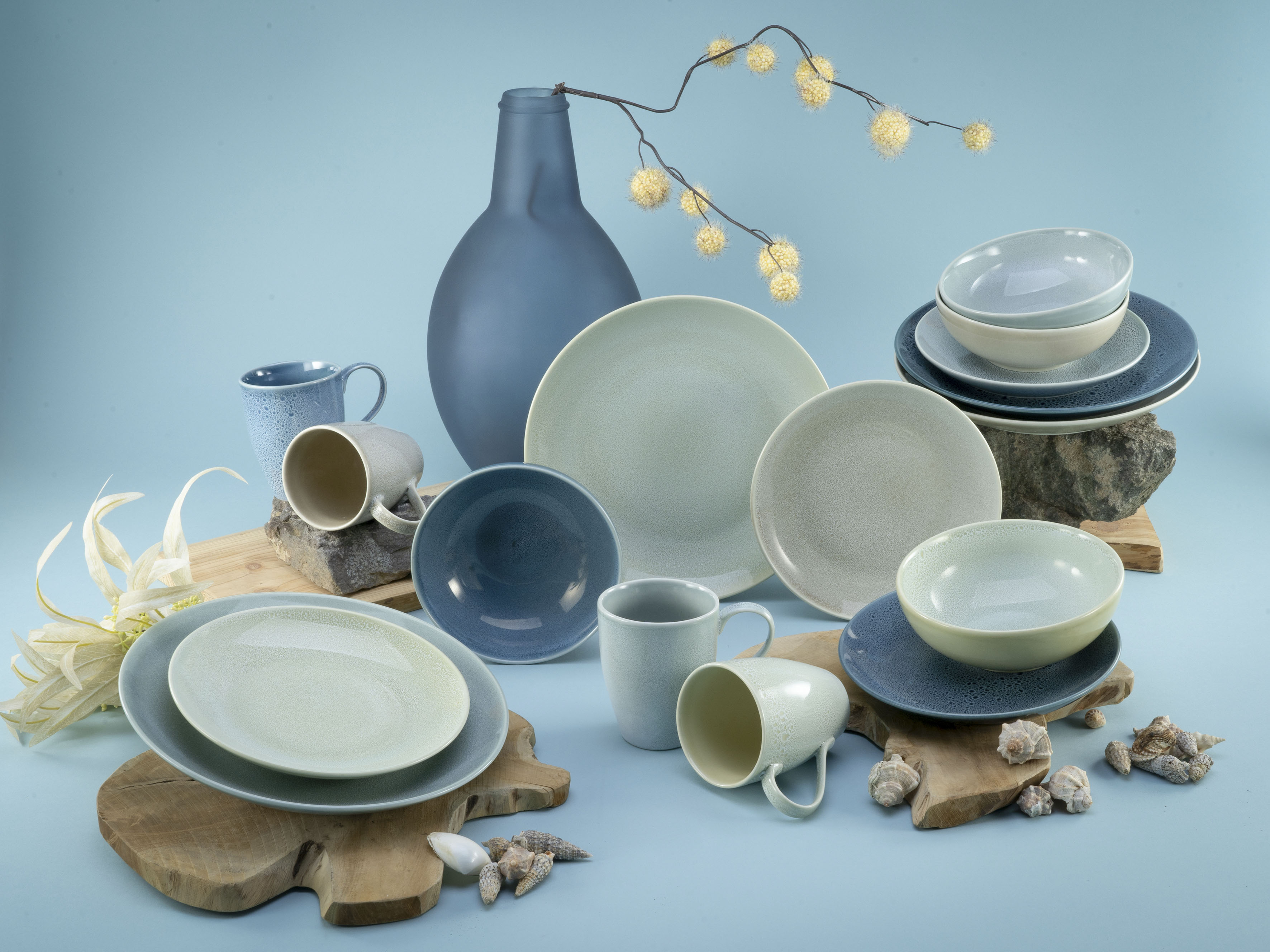 Thumbnail - CreaTable Kombiservice "Geschirr-Set Reactive" Service, Jedes Stück ist ein Unikat, 16 Teile, für 4 Personen