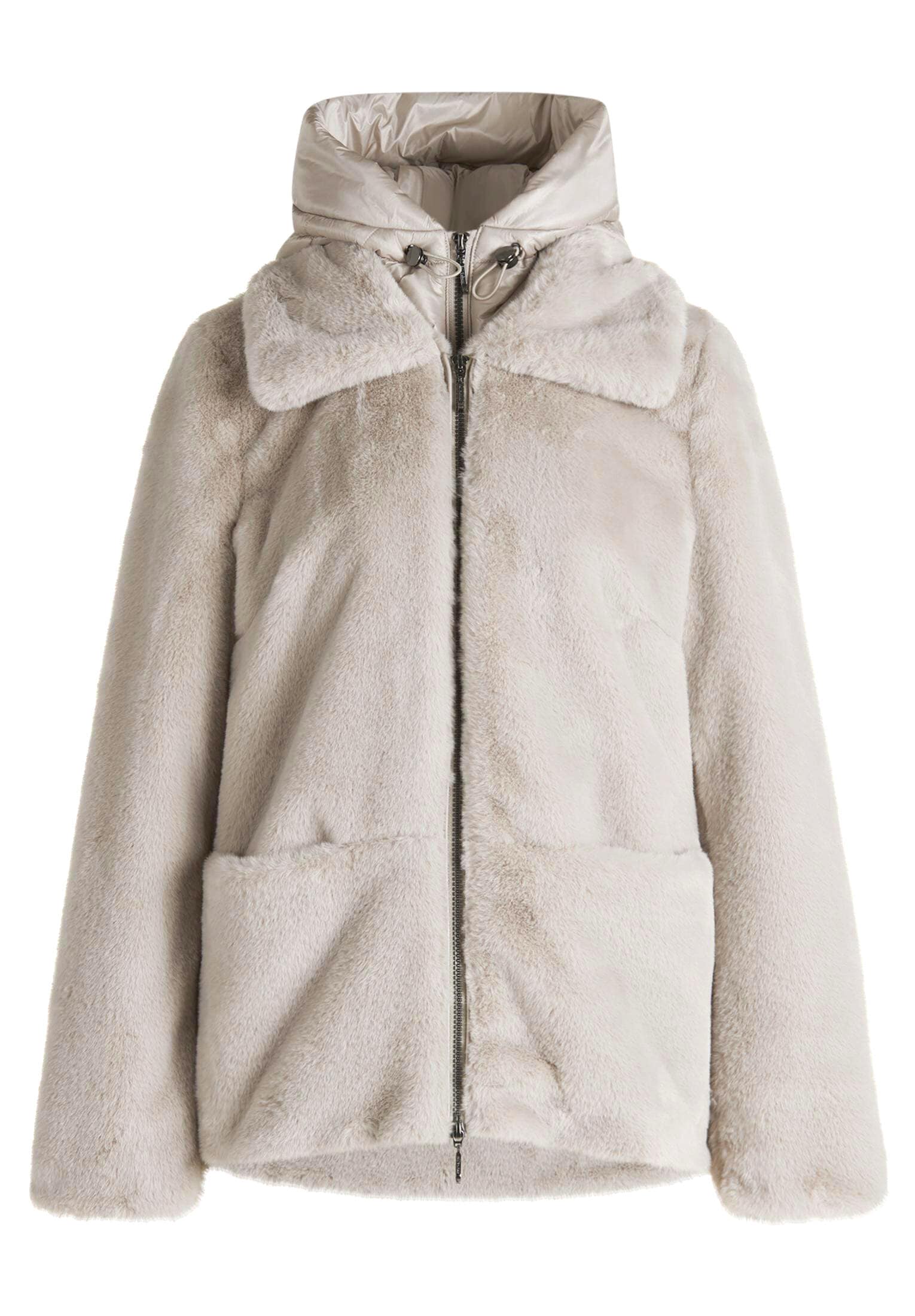 Amber & June Plüschjacke »Damen mit abnehmbarem Westenteil« mit Kapuze