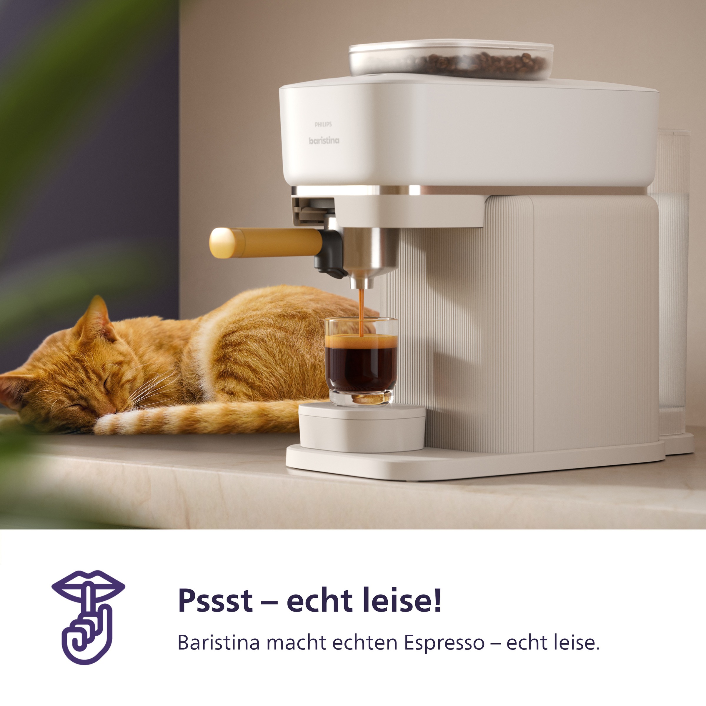 PHILIPS baristina Espressomaschine »BAR302/20 mit Mahlwerk für ganze Bohnen«, 16 bar Pumpendruck, Naturweiß/Eschenholz