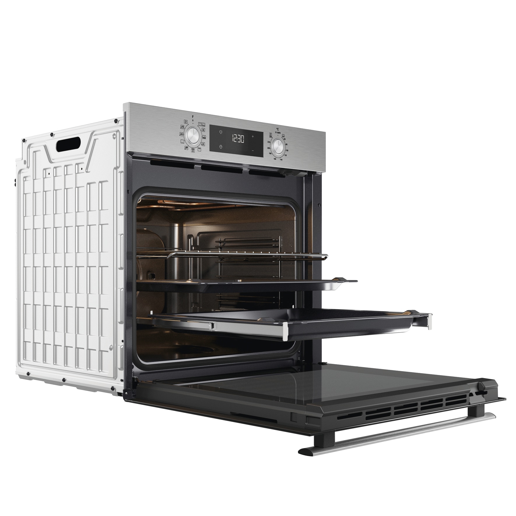 BAUKNECHT Backofen-Set »BAKO 740 IND IN«, mit 1-fach-Teleskopauszug, (Set, 2 St.), Hydrolyse - Reinigung mit der natürlichen Kraft des Dampfes bei 90 °C
