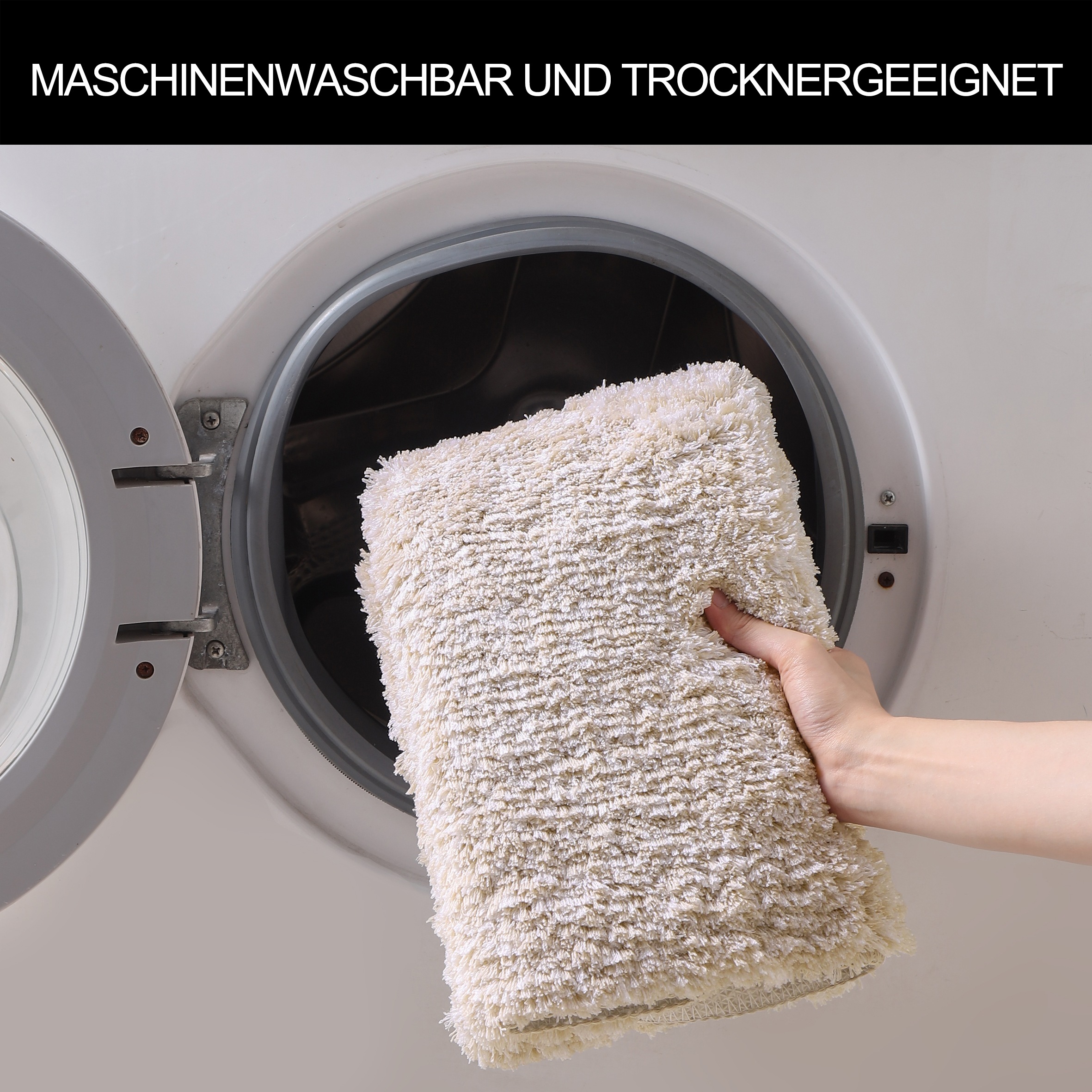 my home Badematte »Vanessa meliert, Badvorleger, Badezimmer Teppich, Duschvorleger«, rutschhemmend beschichtet, strapazierfähig, Badteppich, weiche Haptik, unifarben