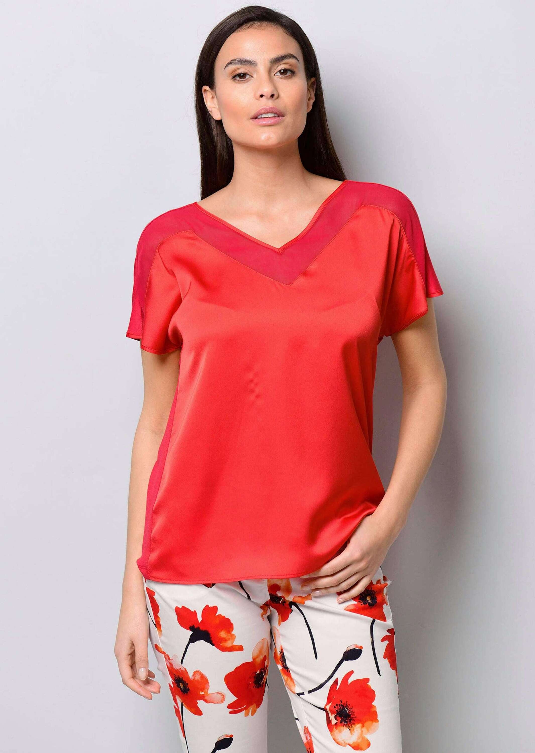 Alba Moda Kurzarmshirt "Shirt Shirt mit Spitzen am Ausschnitt" günstig online kaufen