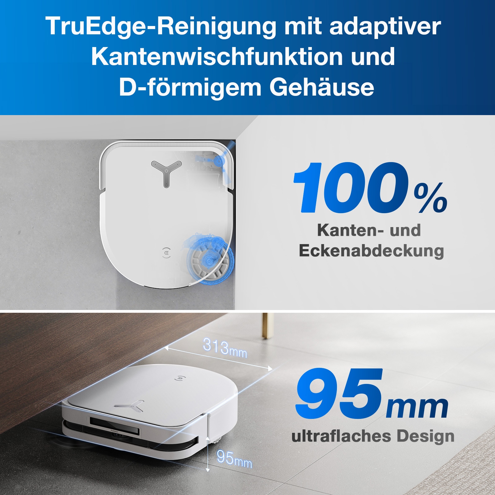 ECOVACS Nass-Trocken-Saugroboter »ECOVACS DEEBOT X5 OMNI«, 12.800PA, OMNI Station, 15mm Mopphebesystem, Adaptive Kantenreinigung