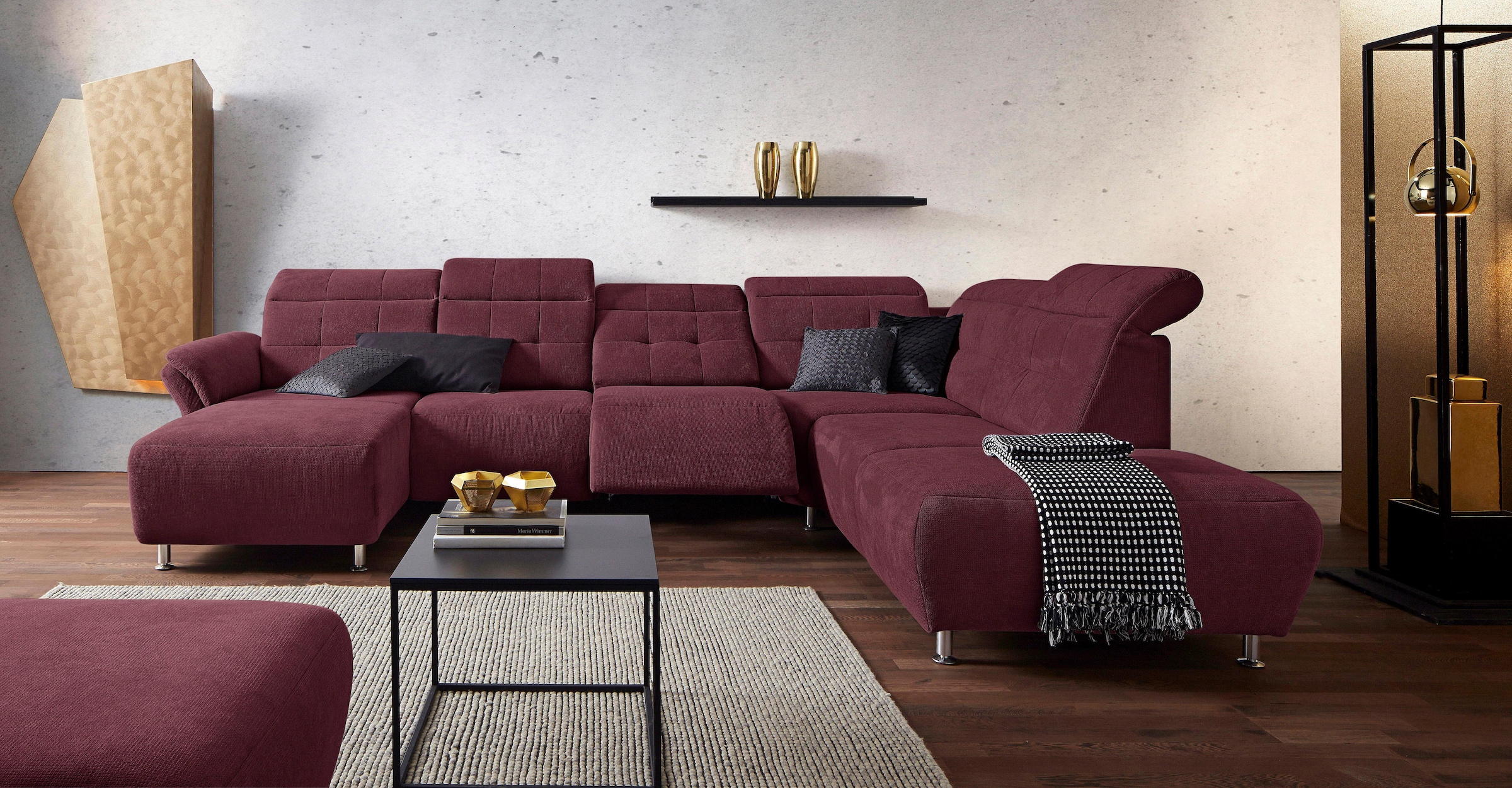 Home affaire Wohnlandschaft "Manhattan U-Form" 2 Sitze mit elektrischer Rel günstig online kaufen