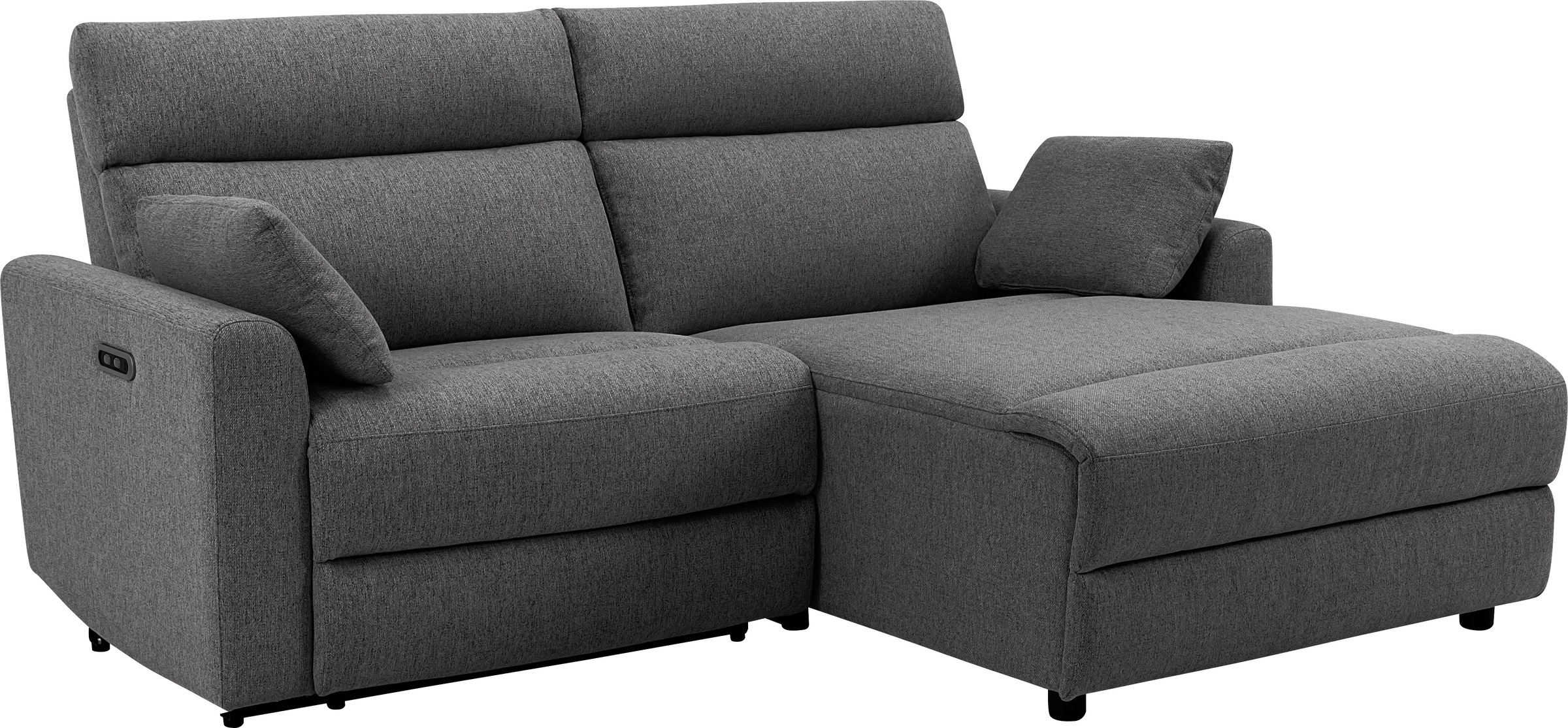 Ecksofa INOSIGN "JENNA L-Form, 209cm - OTTO. Verlässliche Qualität.", grau (anthrazit), B:209cm H:100,5cm T:163cm, Webstoff 100% Polyester, Sofas, Ecksofa, manuelle o. elektrische Relaxfunktion, USB A/C, Struktur fein. 6