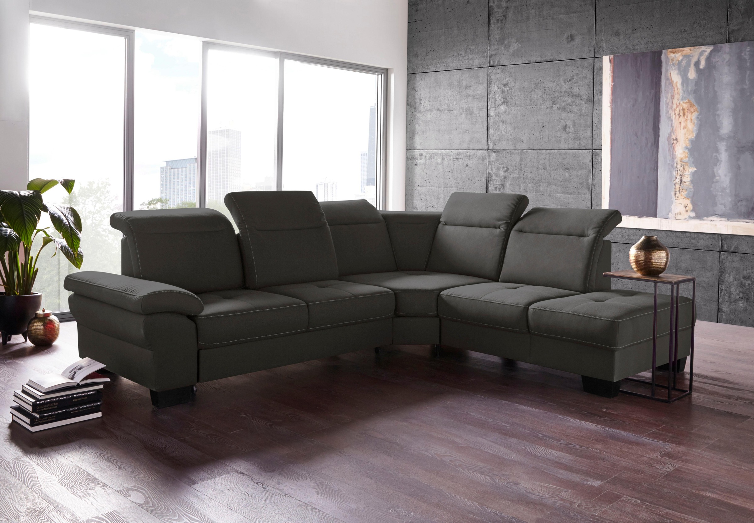 Places of Style Ecksofa Cornwall, incl. Sitztiefenverstellung, wahlweise mit Bettfunktion und Kopfteilverstellung