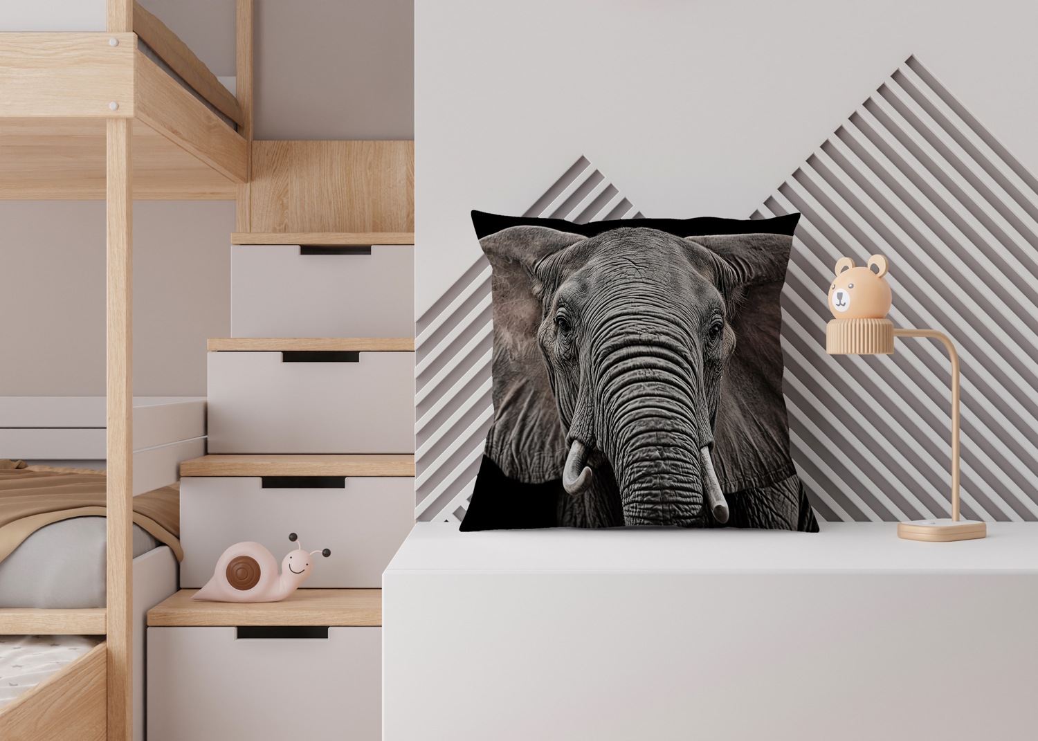 queence Dekokissen »Elefant«, Kissenhülle mit HD Premium Druck, geruchsneutral, 40x40cm