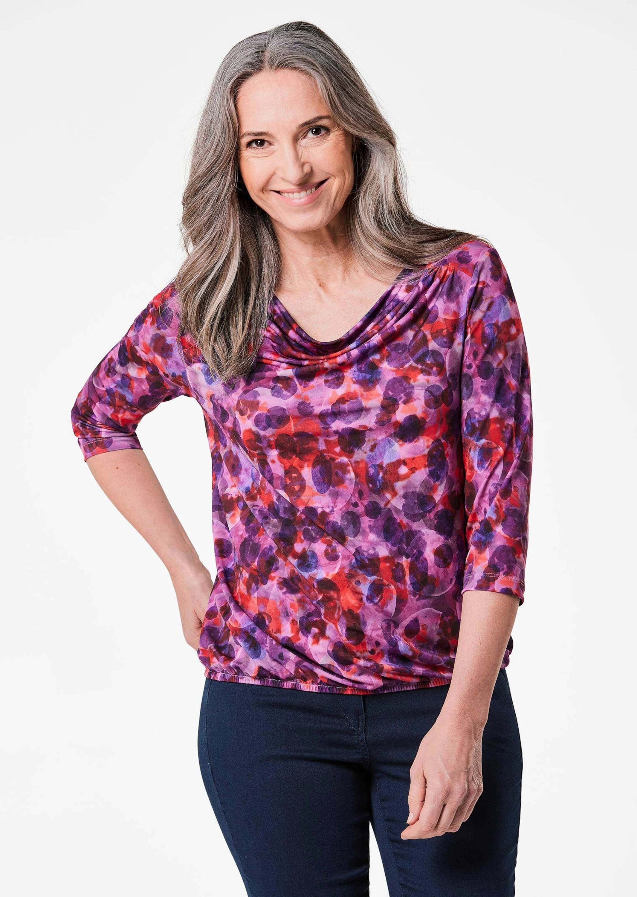 GOLDNER Print-Shirt "Blusenshirt mit Wasserfallausschnitt" günstig online kaufen