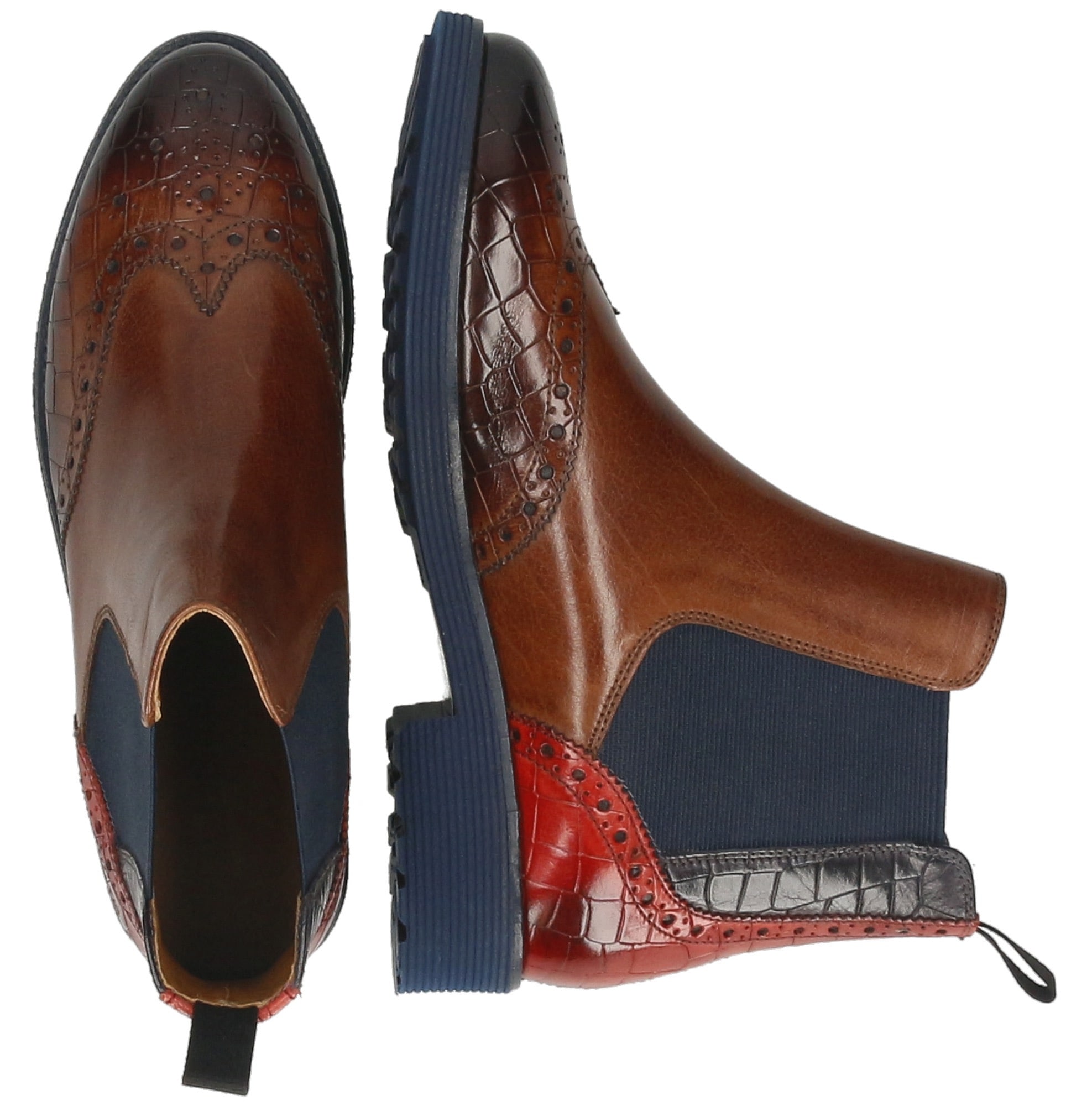 Melvin & Hamilton Chelseaboots »Selina 6 - vegetabil gegerbt«, Brogue, Anzugschuh, Stiefelette mit Lyralochung