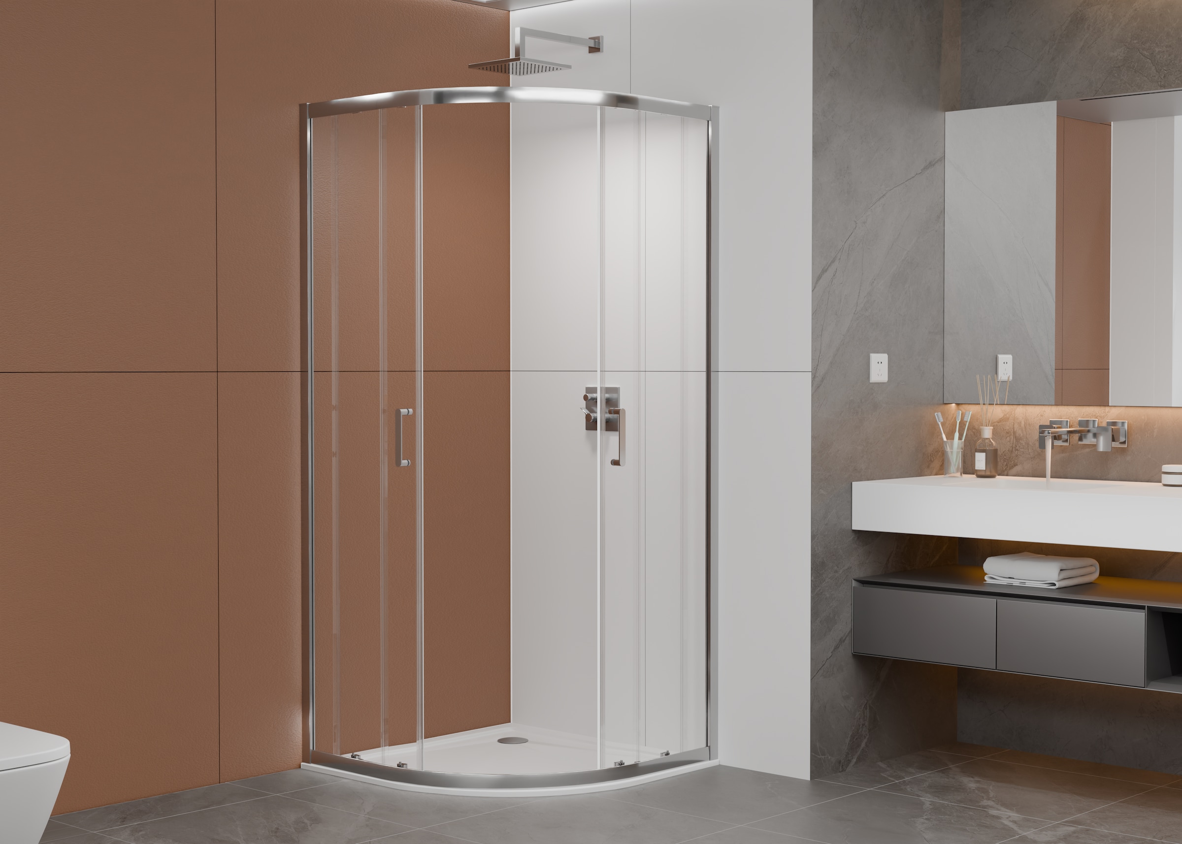 welltime Runddusche »New Trento« Extrahohe 195cm, mite verbessertem Rollensystem