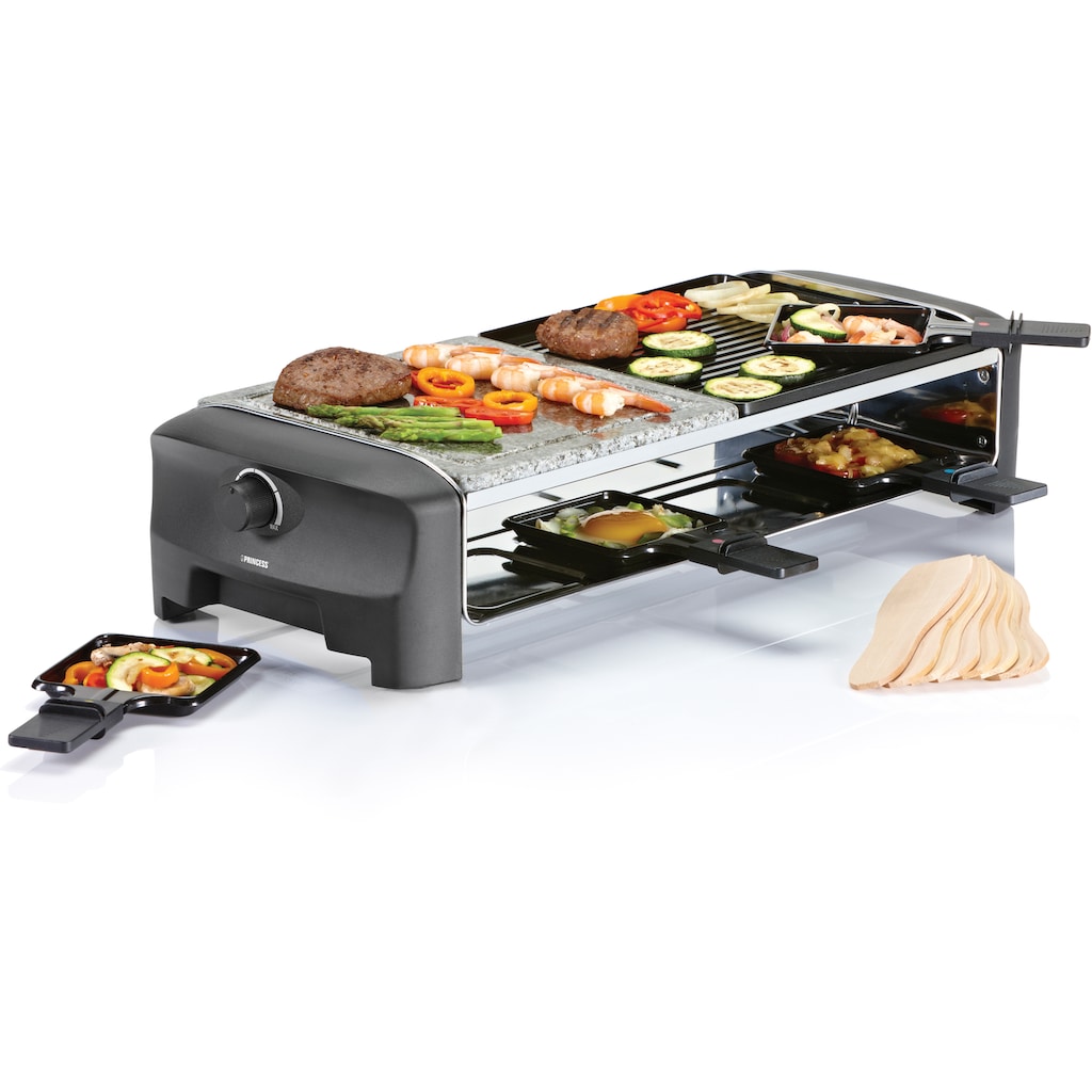 PRINCESS Raclette »8 Stone & Grill Party 162820«, 8 St. Raclettepfännchen, 1300 W