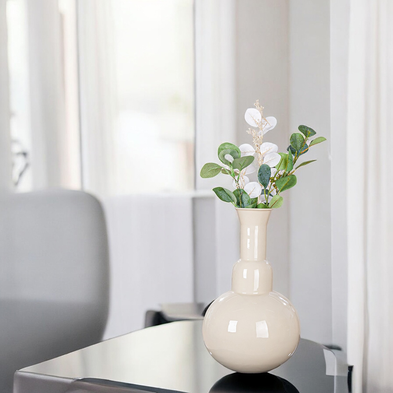 GILDE Tischvase "Vase Filu, creme H.36 cm"