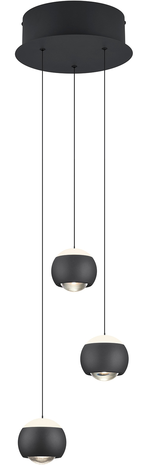 Musterring LED Pendelleuchte »CANNON, 3-flammige LED Hängelampe 5W 500Lumen 2300-4000K CCT« LED-Board 1 Stk. Farbwechsler | warmweiß - kaltweiß mit Fernbedienung, stufenlos höhenverstellbar max 195cm dimmbar Memory