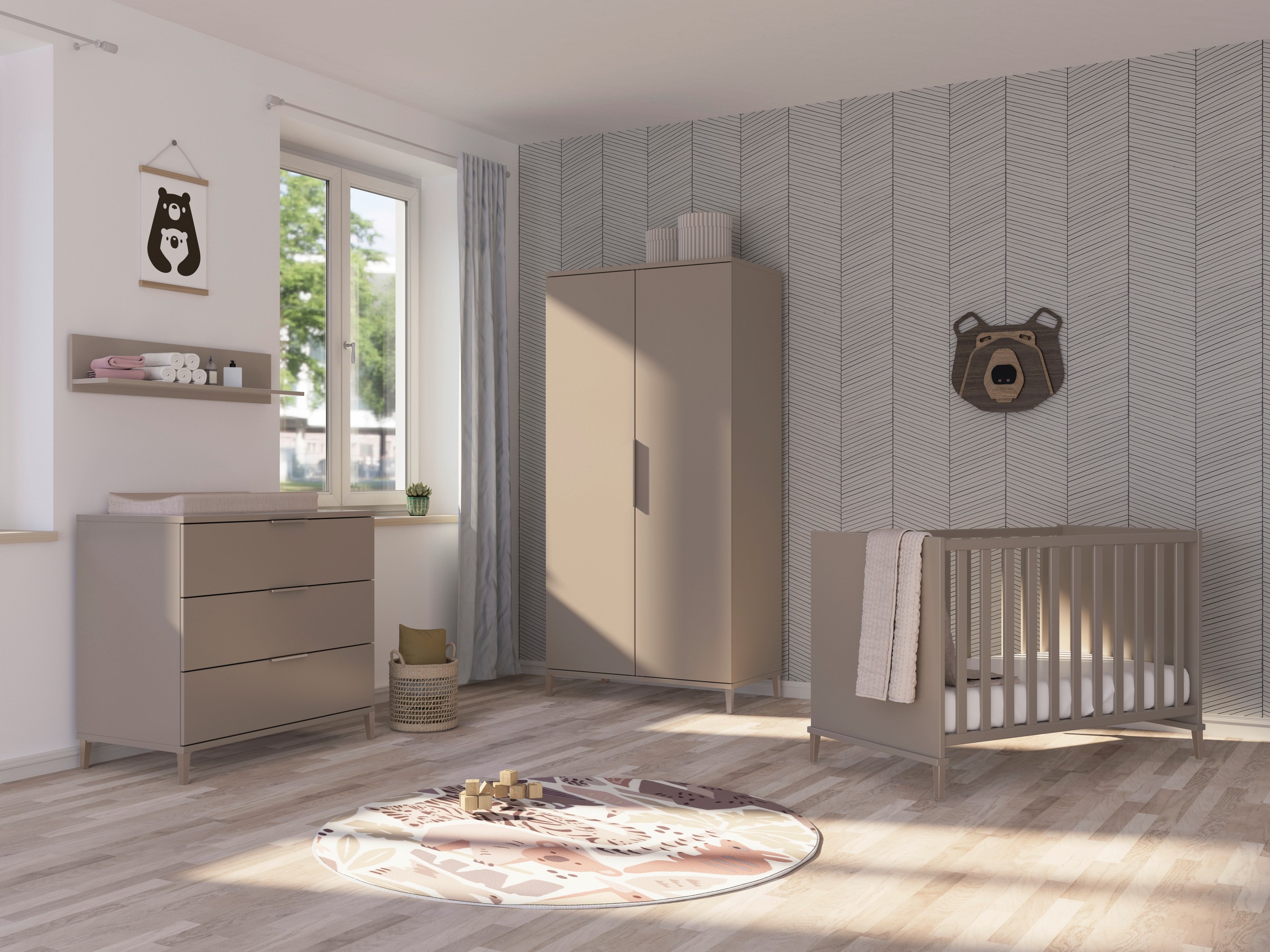 YUNY by PAIDI Babybett "BROTHER STU in Taupe", Gitterbett höhenverstellbar, günstig online kaufen
