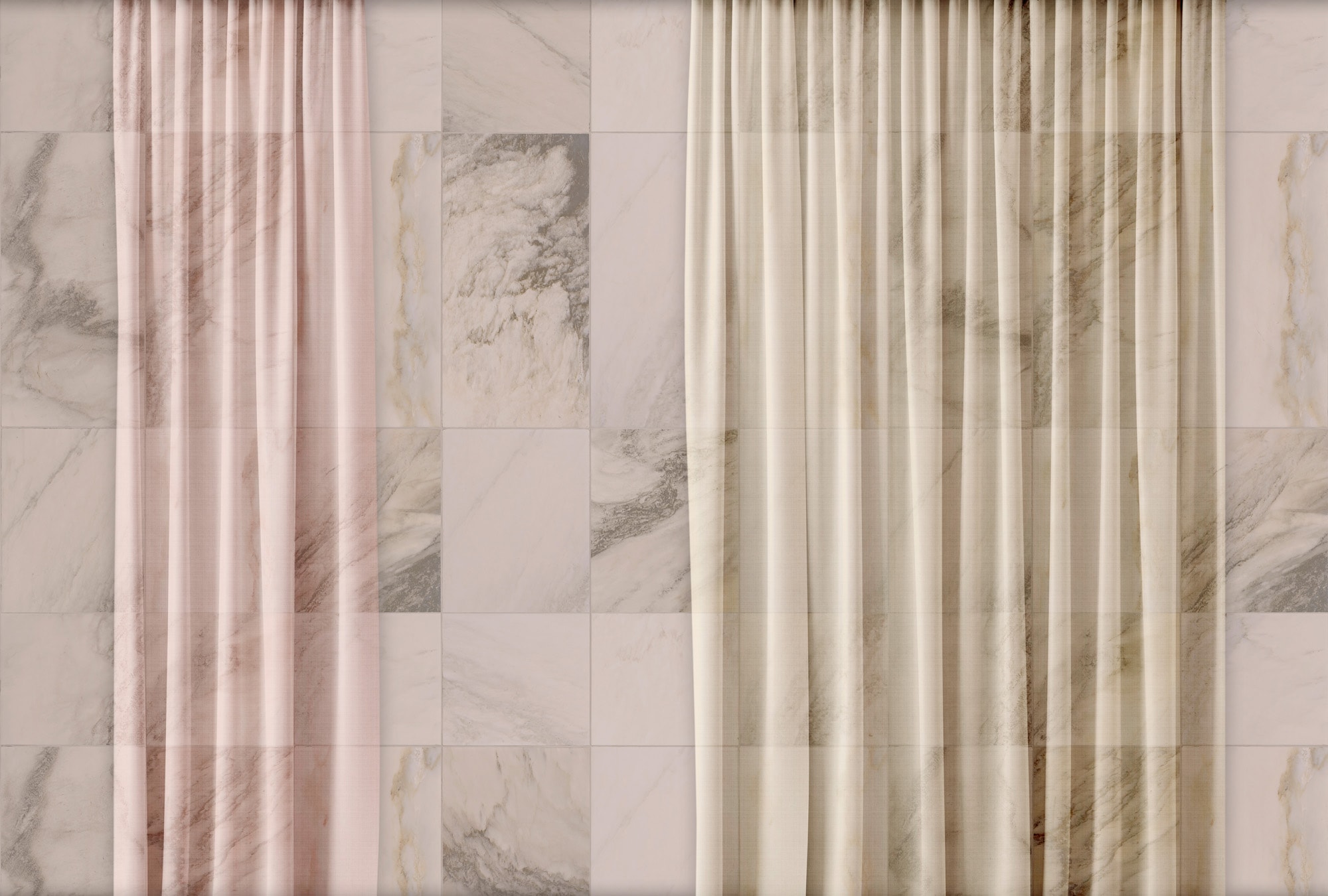 living walls Vliestapete »Fototapete Marmoroptik Vorhang Elegant modern« matt glatt