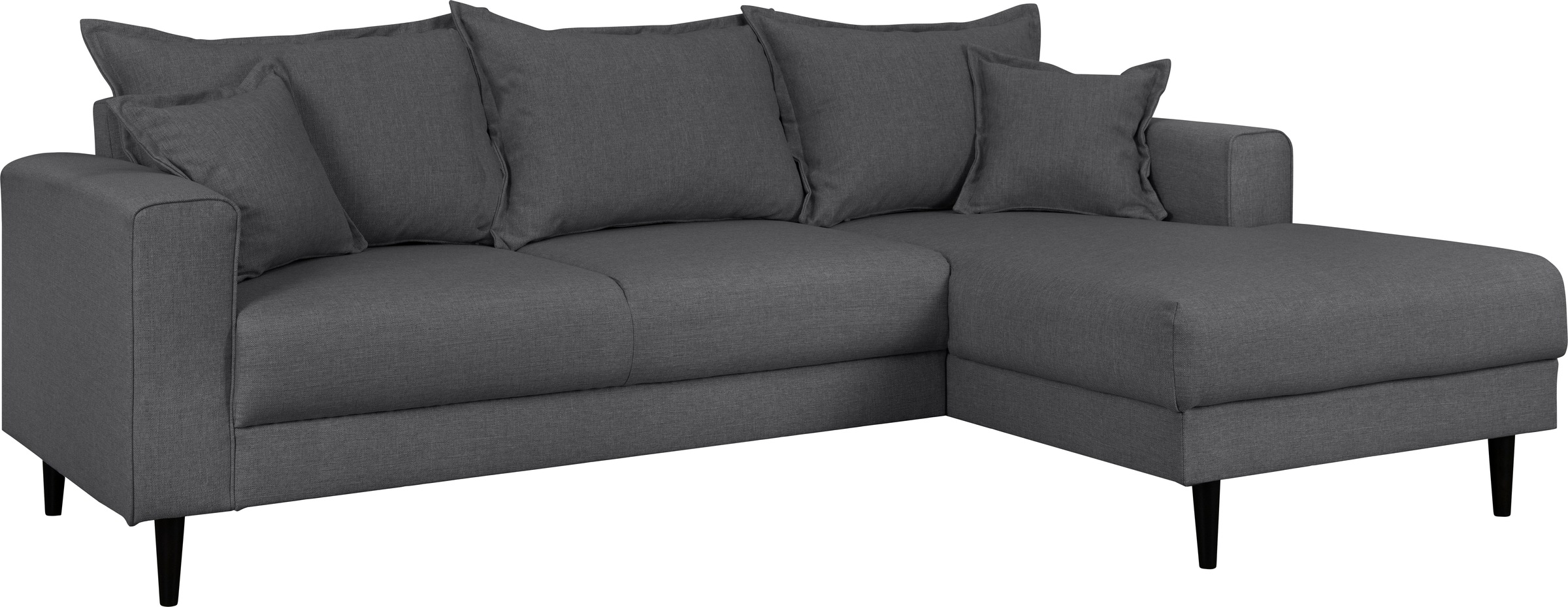 Ecksofa HOME AFFAIRE "VEYRAS L-Form, hoher Sitzkomfort, Maße B/T/H: 230/150/76 cm", grau (anthrazit), B:230cm H:76cm T:150cm, 100% Polyester, Sofas, Ecksofa, mit Wellenunterfederung, incl. Rückenkissen und Zierkissen 6