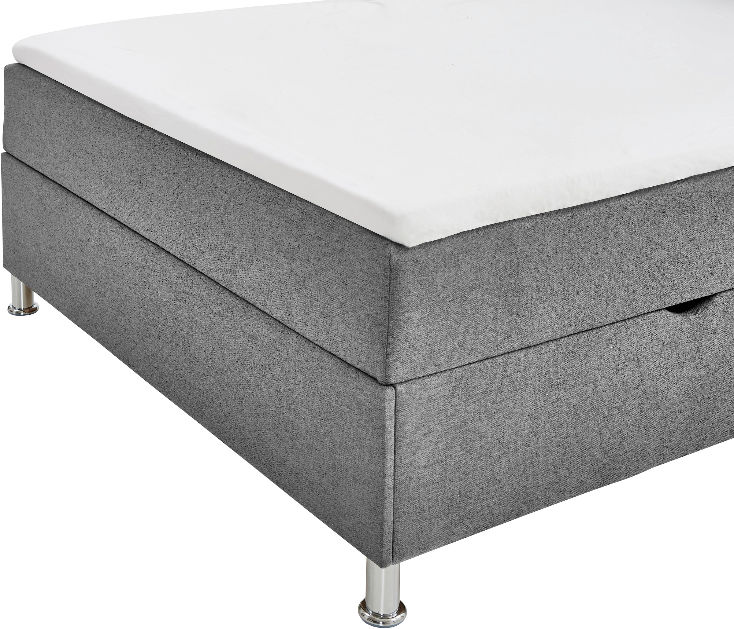 Home affaire Boxbett »Fergus inkl. Bettkasten und Topper, Breite 120cm« mit Metallfuß in Chromoptik