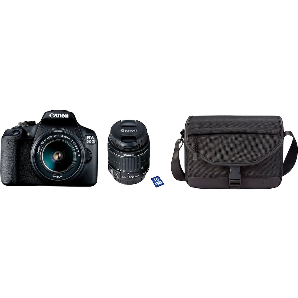 Canon Spiegelreflexkamera »EOS 2000D Kit«, EF-S 18-55 IS II, 24,1 MP, NFC-WLAN (Wi-Fi)