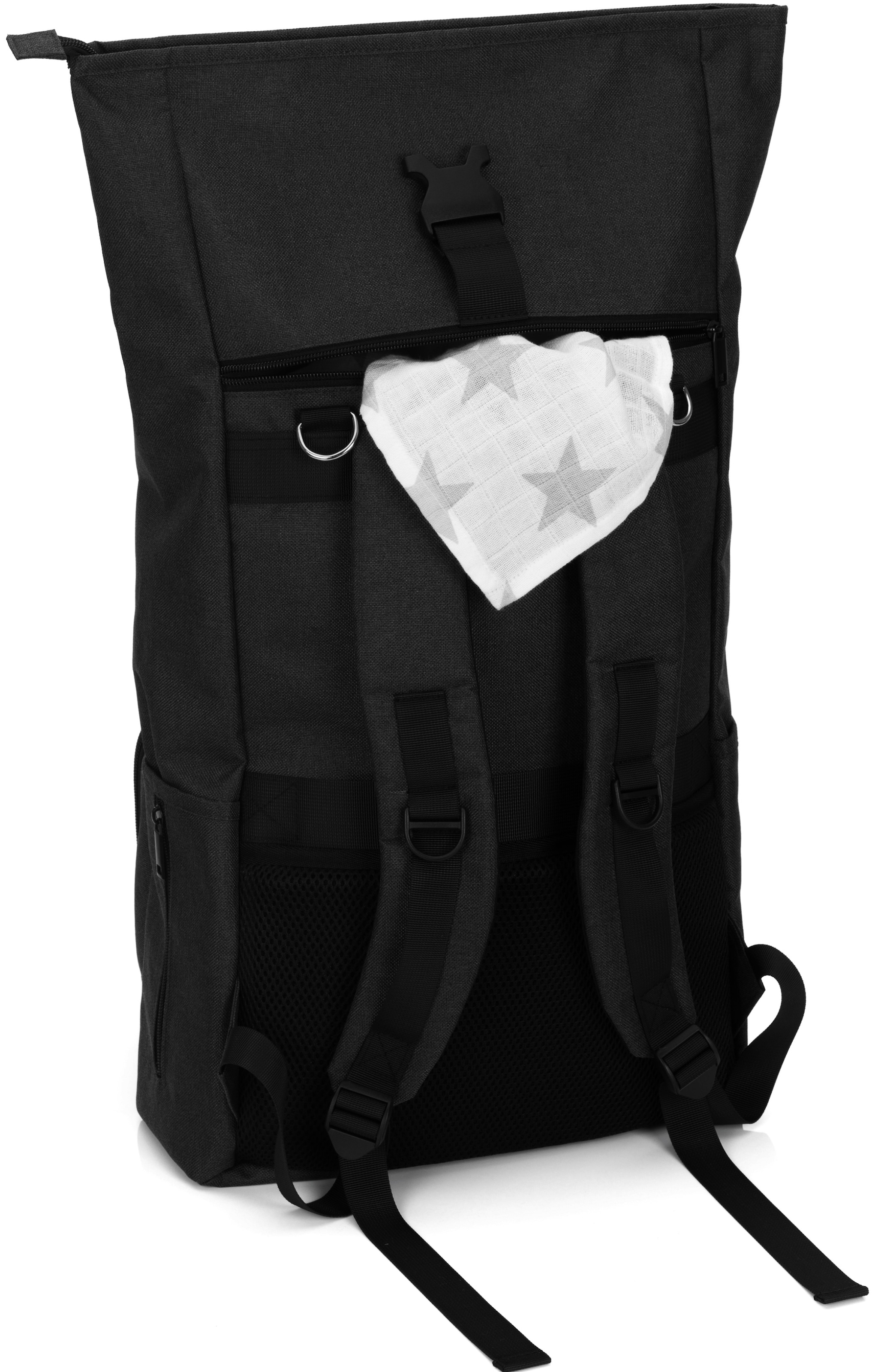 Fillikid Wickelrucksack »Tokio, schwarz melange«, mit Wickelauflage und Volumenerweiterung