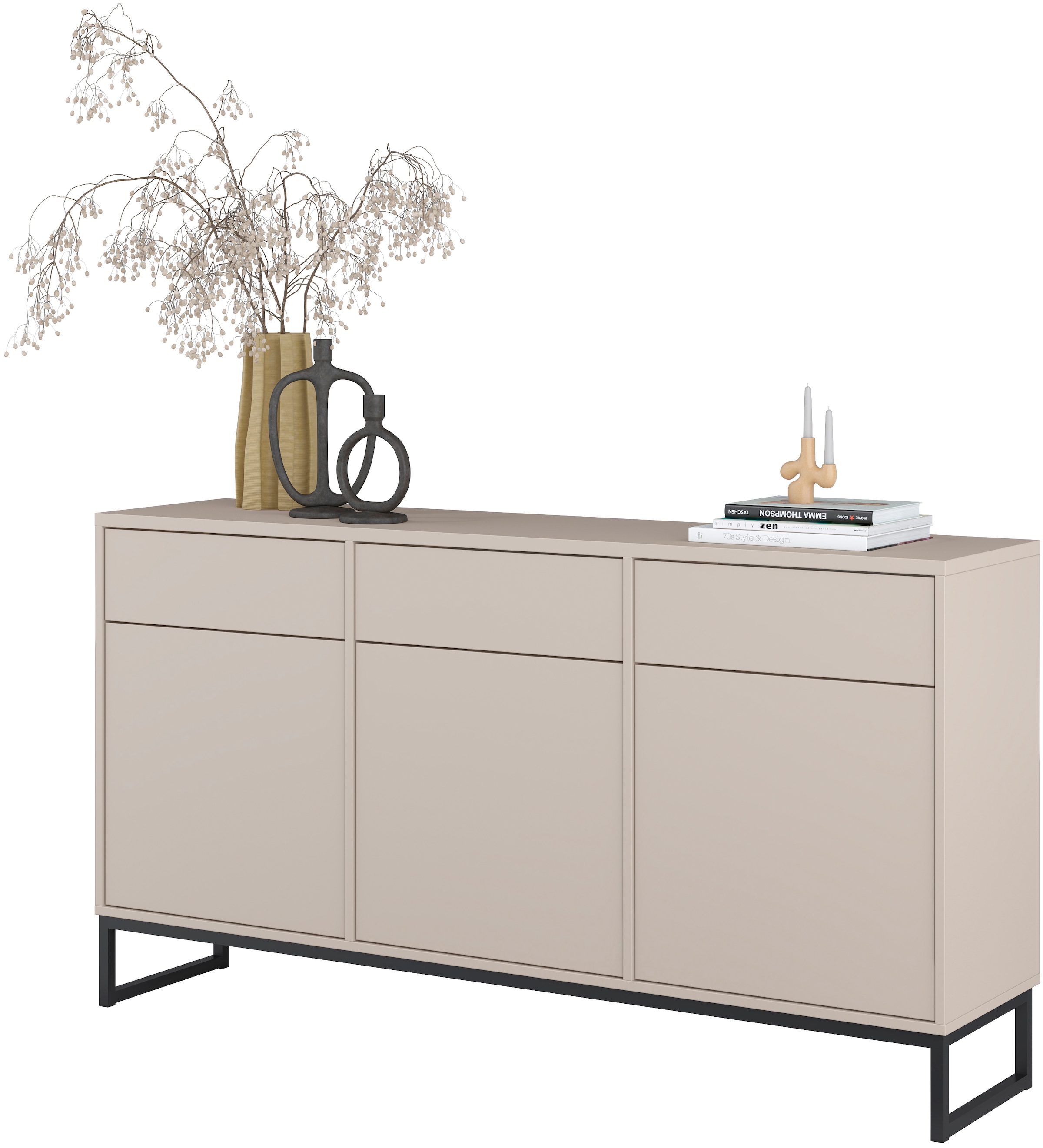 Home affaire Sideboard »Alto, Breite 157 cm, grifflose Kommode 3 Türen/3 Schubkästen.« Schubladenschrank mit viel Stauraum, Einlegeböden verstellbar