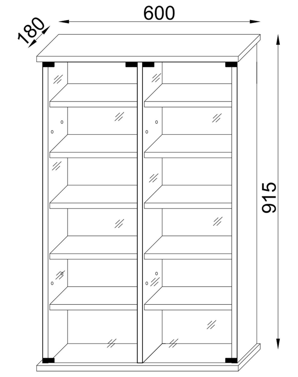 VCM Media-Regal »Holz CD DVD Wandregal Schrank Zuntisa Glastür«