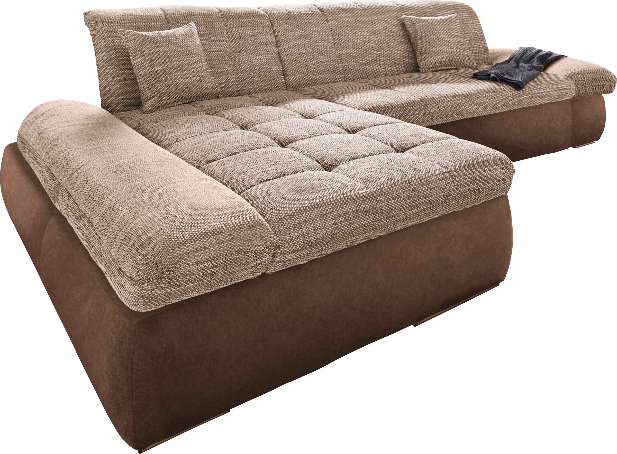 DOMO collection Ecksofa »PB Moric wahlweise mit Bettfunktion + Armteilverstellung, L-Form«, im XXL-Format, B/T/H:300/172/80 cm, feine Steppung
