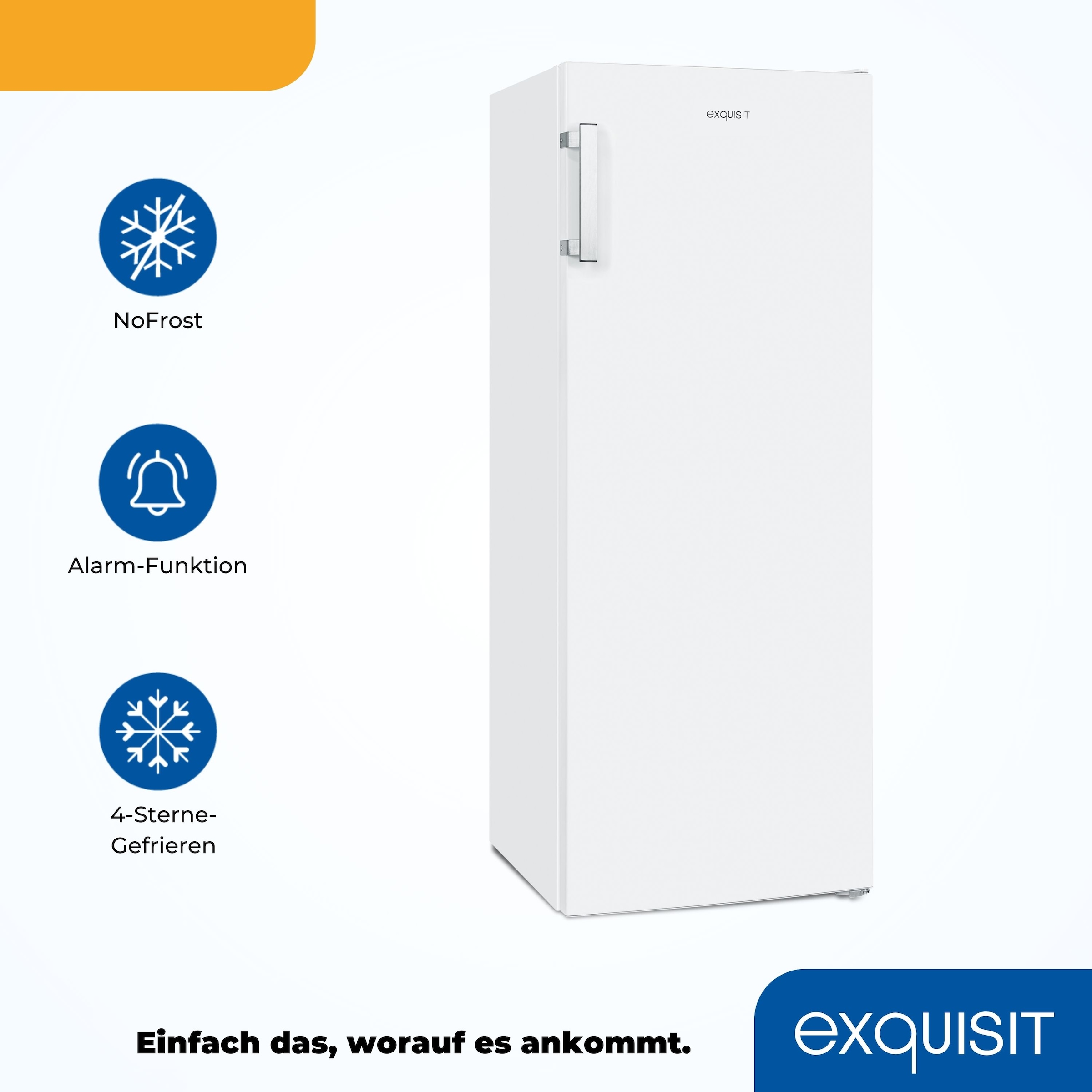 exquisit Gefrierschrank »GS231-NF-H-040C weiss« 143 cm hoch 54 cm breit NoFrost, 161 Liter Nutzinhalt